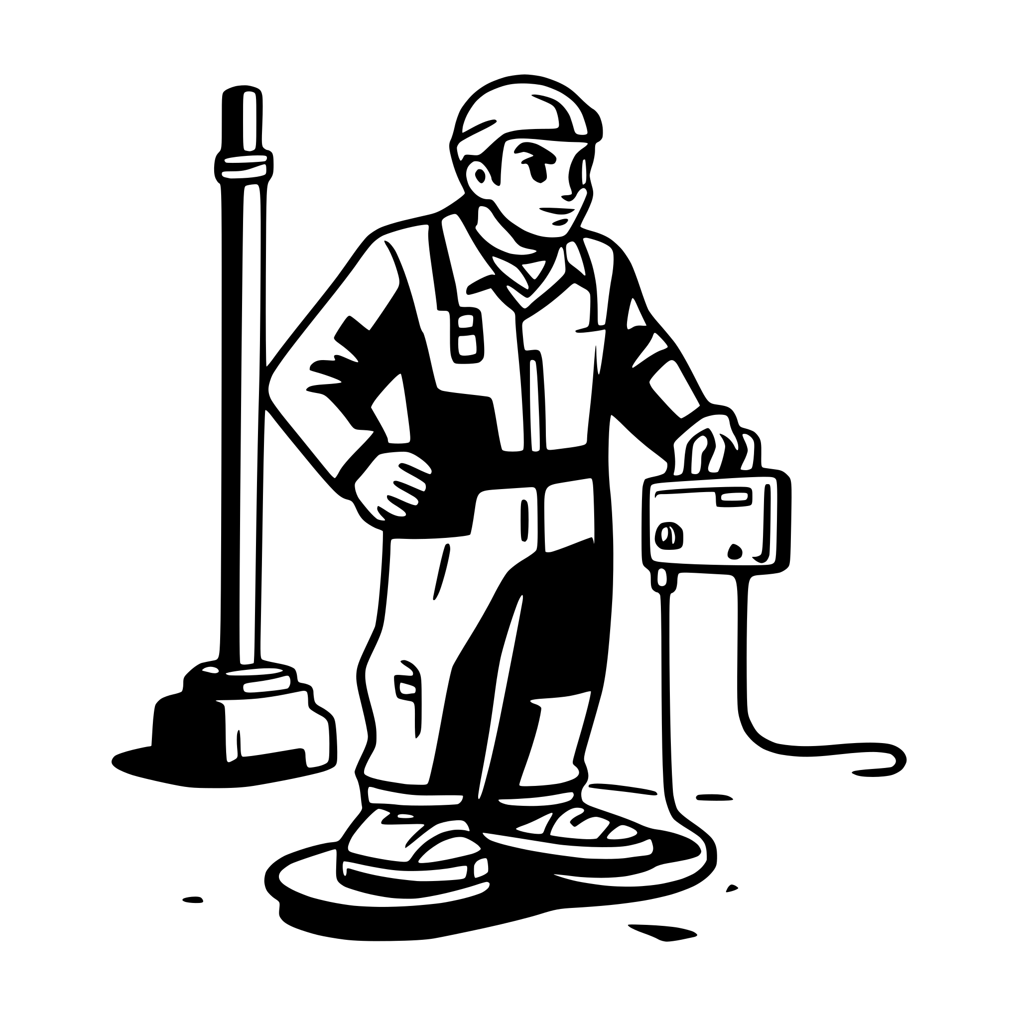 AI-generated SVG of a An electrical technician being stepped on by a mechanic
