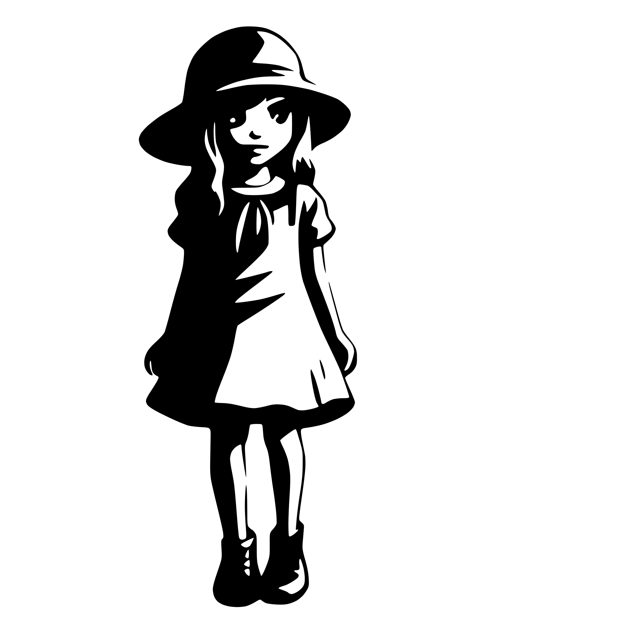 AI-generated SVG of a simplistic young girl with hat full body