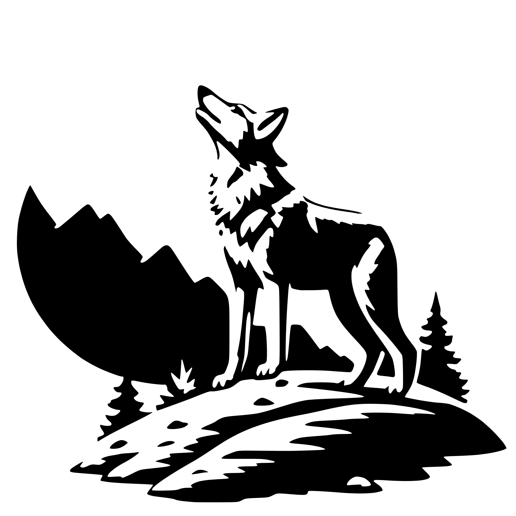 AI-generated SVG of 'Coyote howling at the moon. No background.'