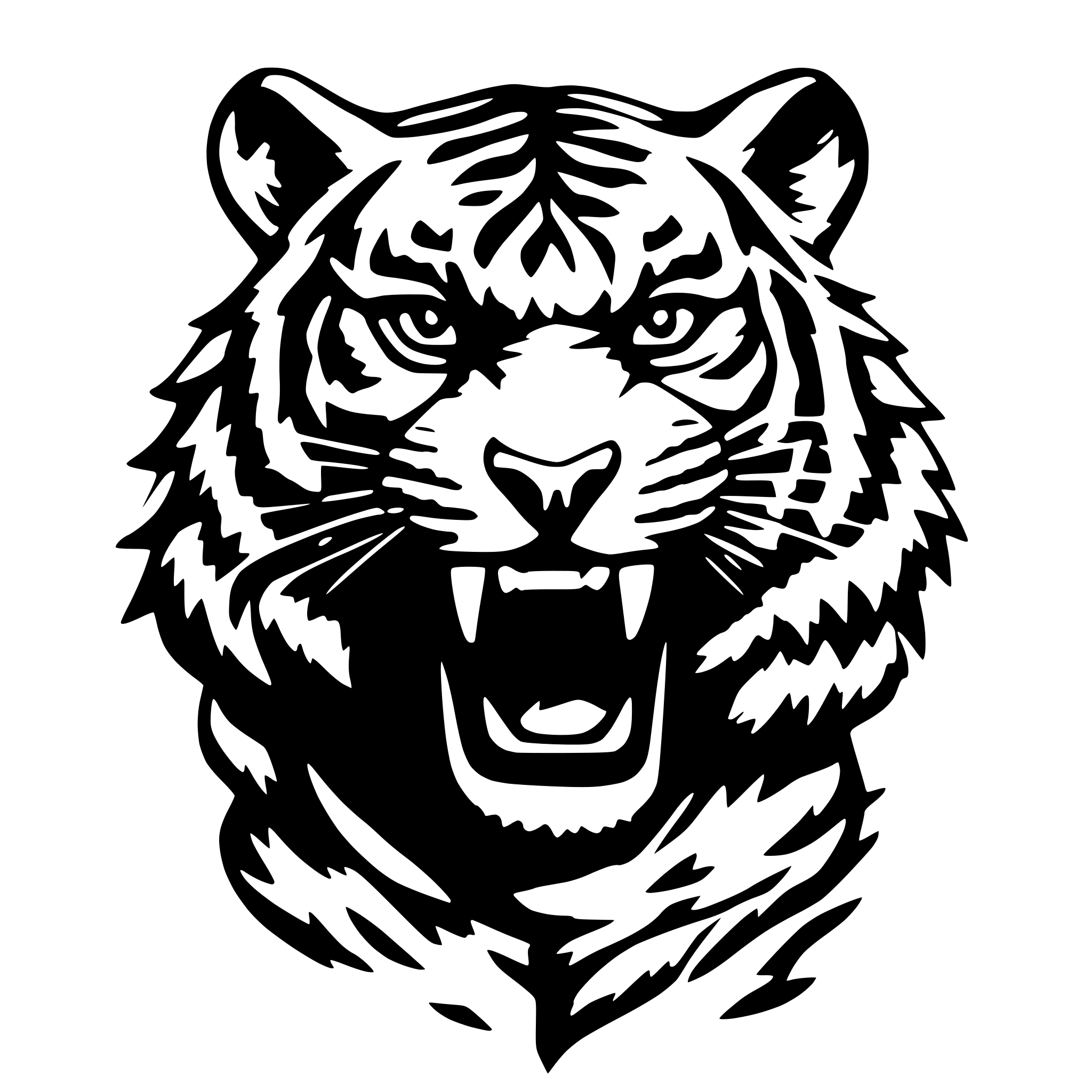 AI-generated SVG of a tiger angry
