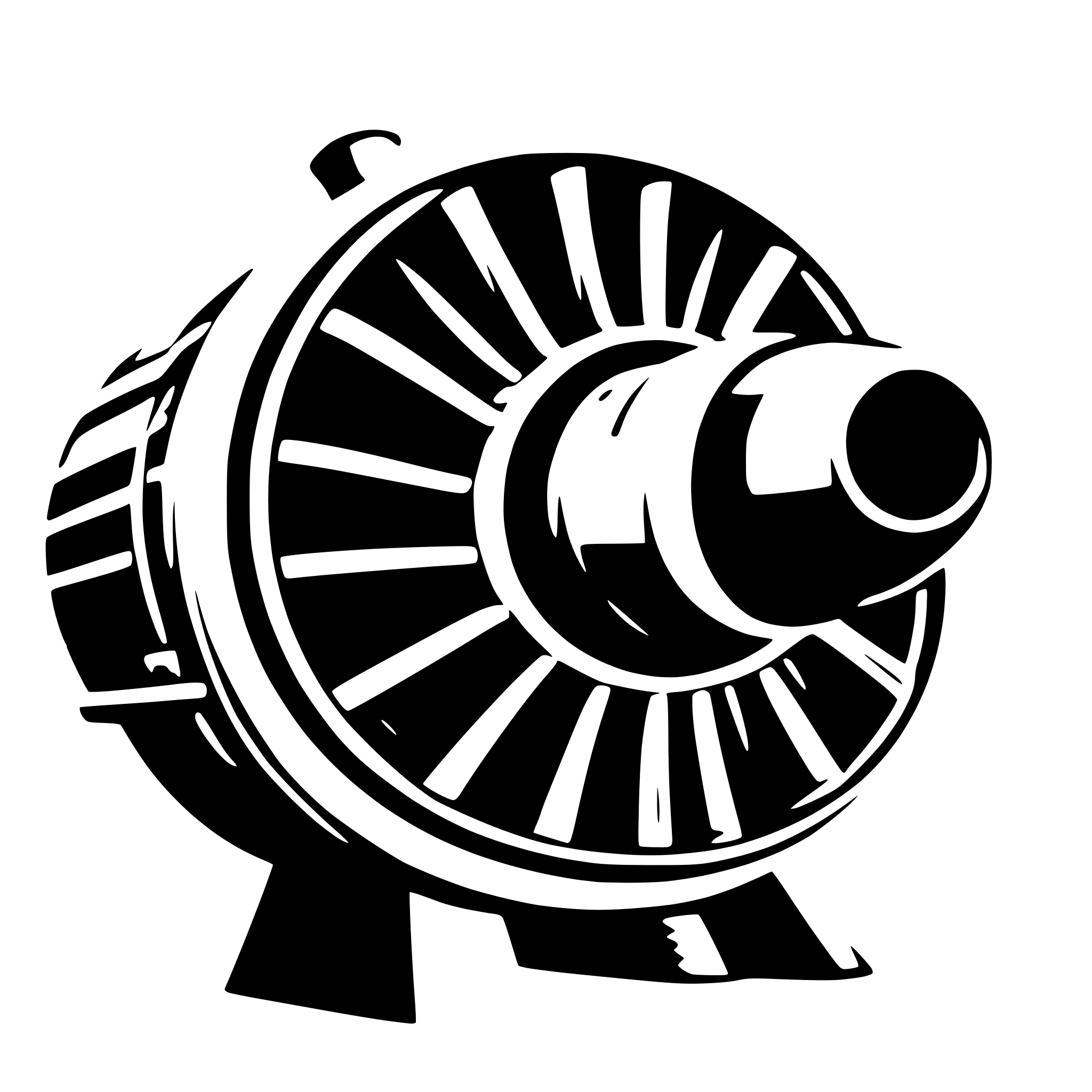 AI-generated SVG of a minimalistic head on view  of jet engine in black and white