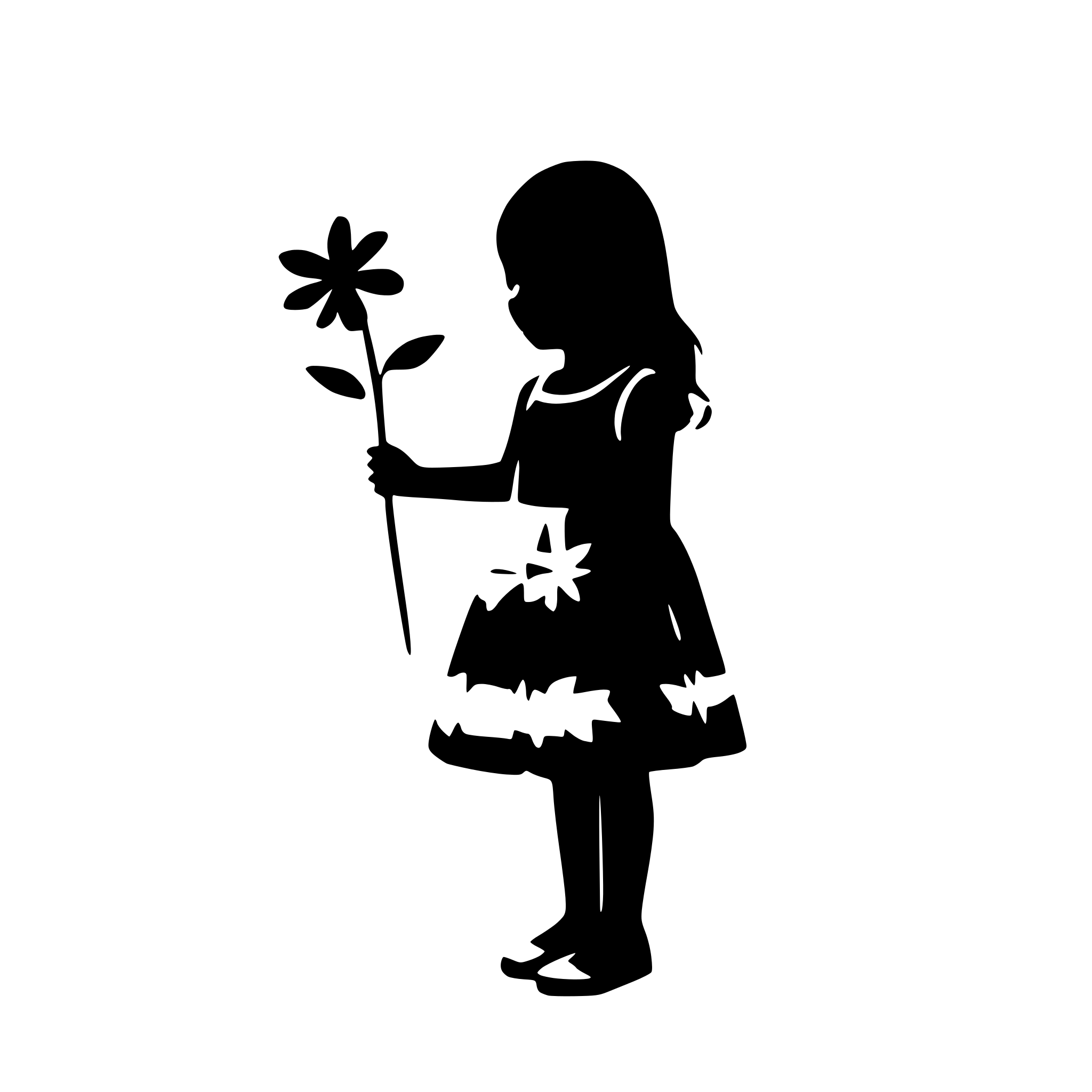 AI-generated SVG of a little girl with flower silhouette