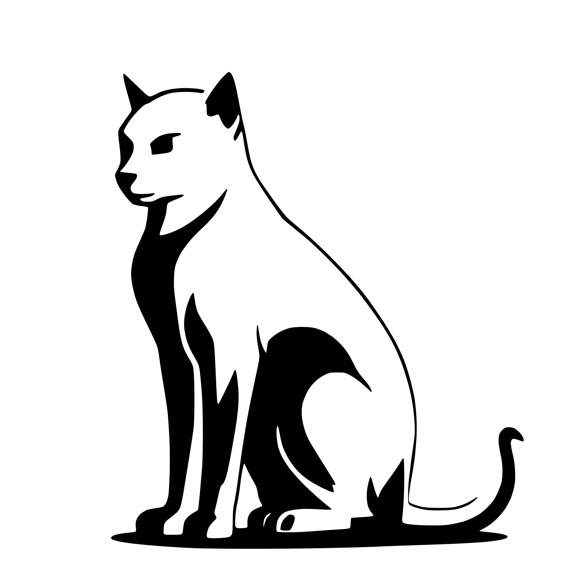 AI-generated SVG of a a silhouette of an aggressive cat, seen from the side. the cat is on its rears and in fighting mode, raising its paws, ready to battle.