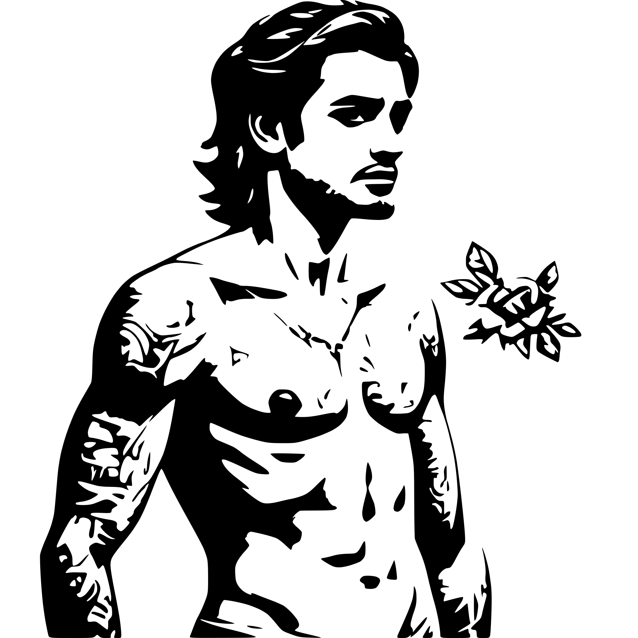 AI-generated SVG of a nude male with tattoos