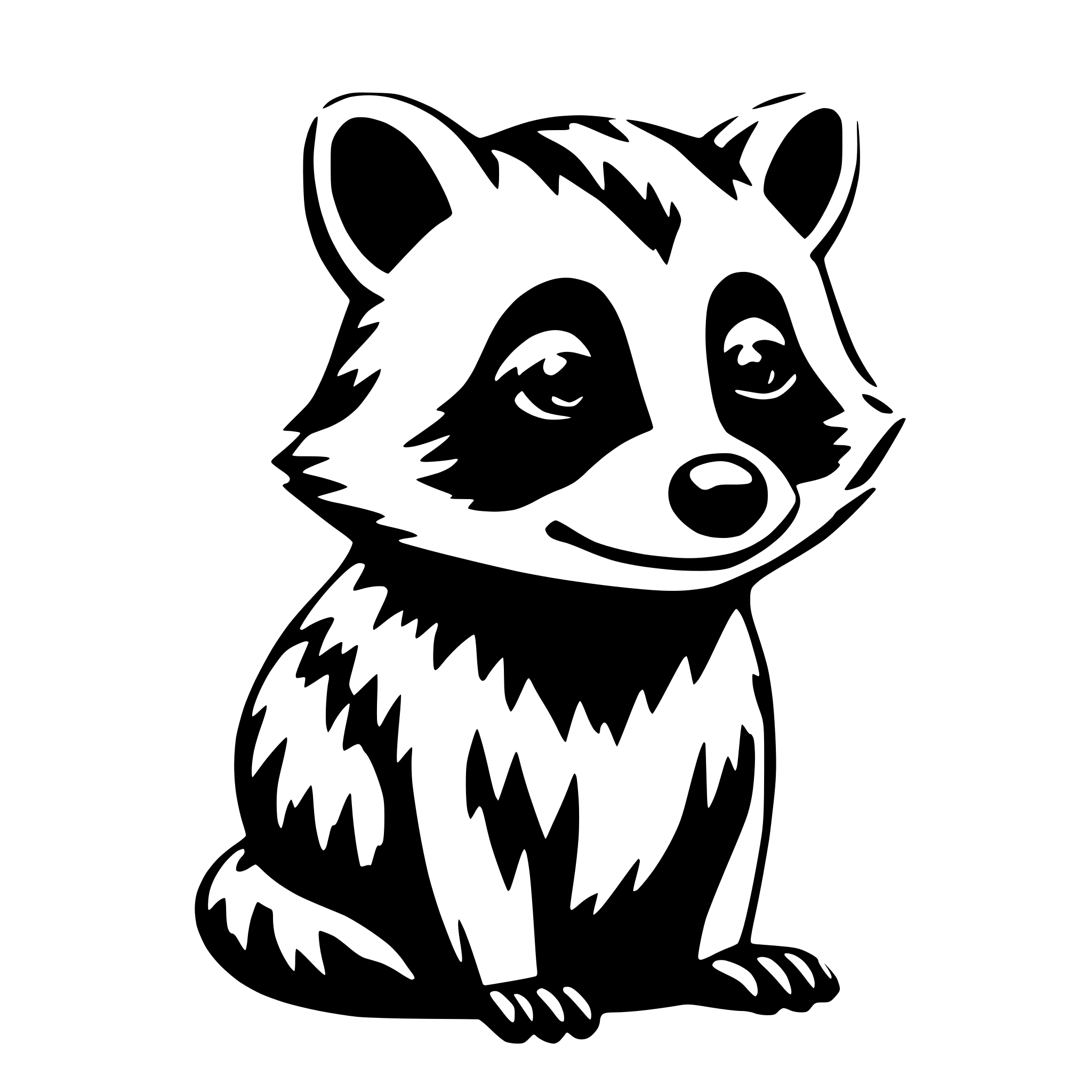 AI-generated SVG of 'a solid cute and friendly raccoon. mainly the face is visible. no decorations, no fur details. mainly solid coloured surfaces.'