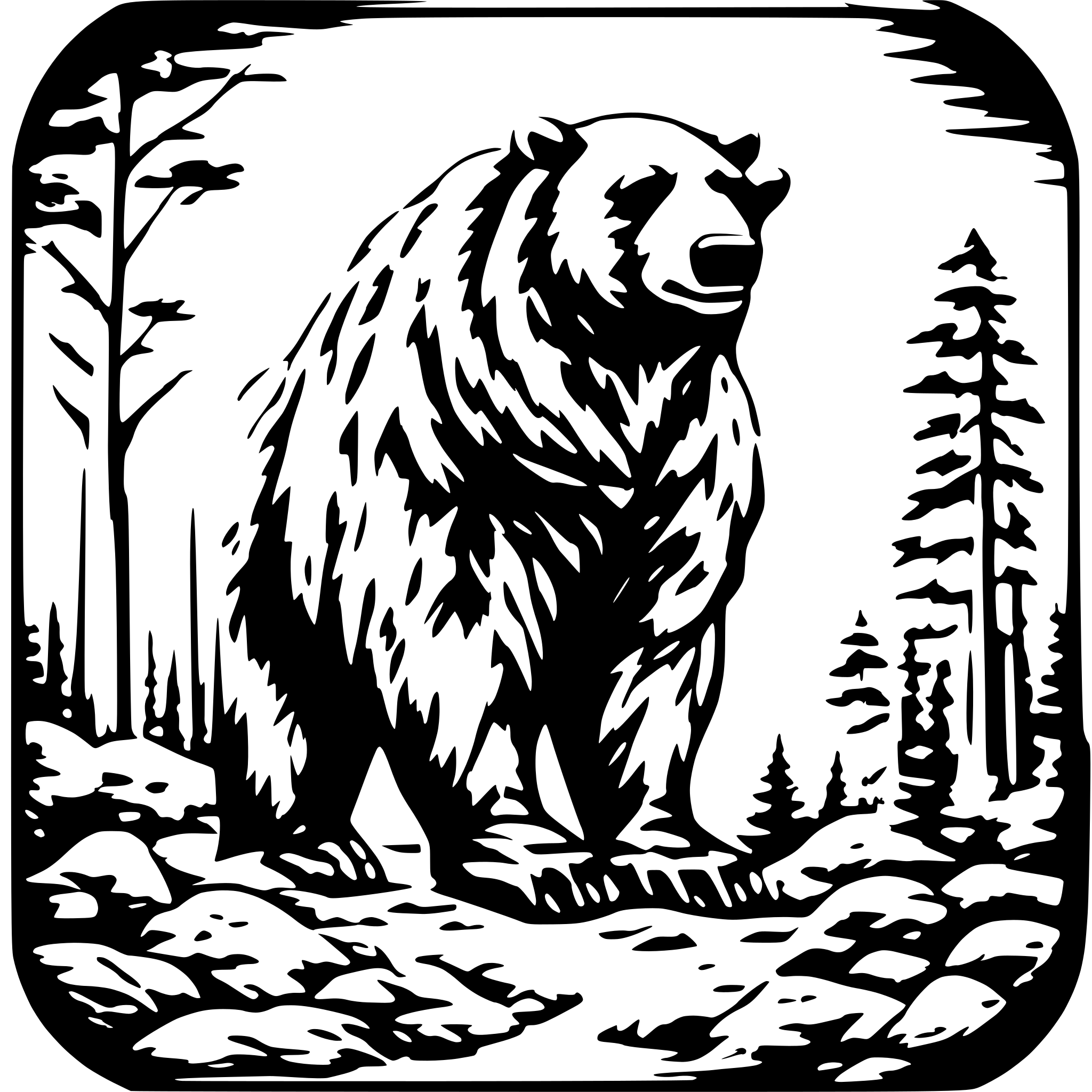 AI-generated SVG of a bear in the forest sun, cloud