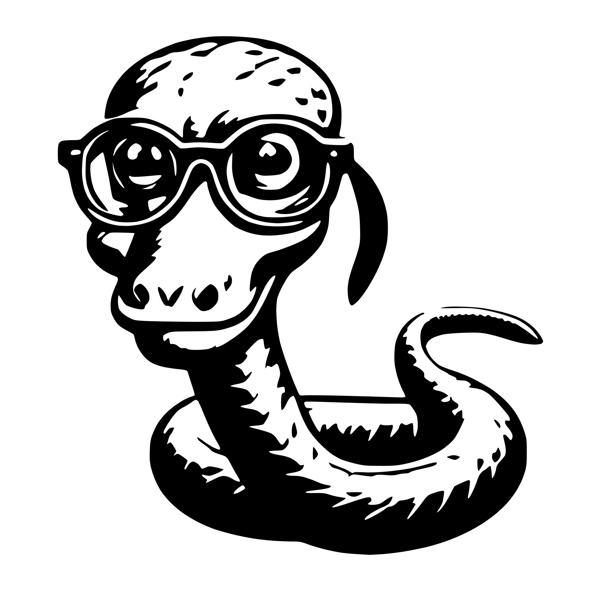 AI-generated SVG of 'snake with glasses'
