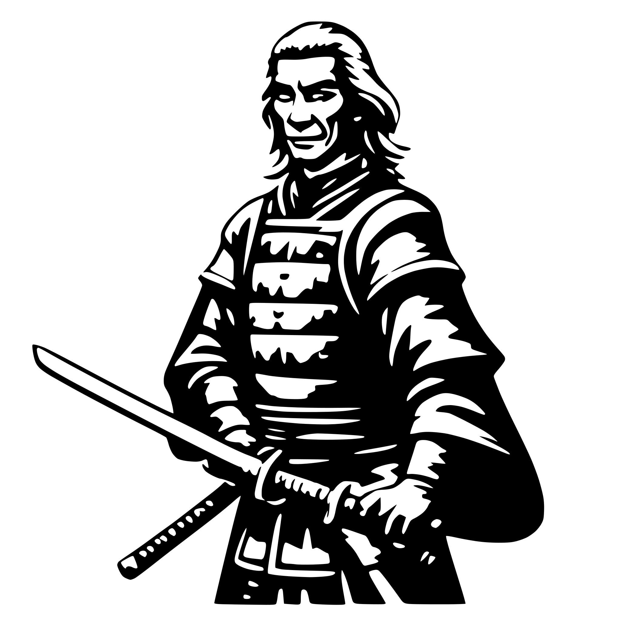 AI-generated SVG of a old samurai