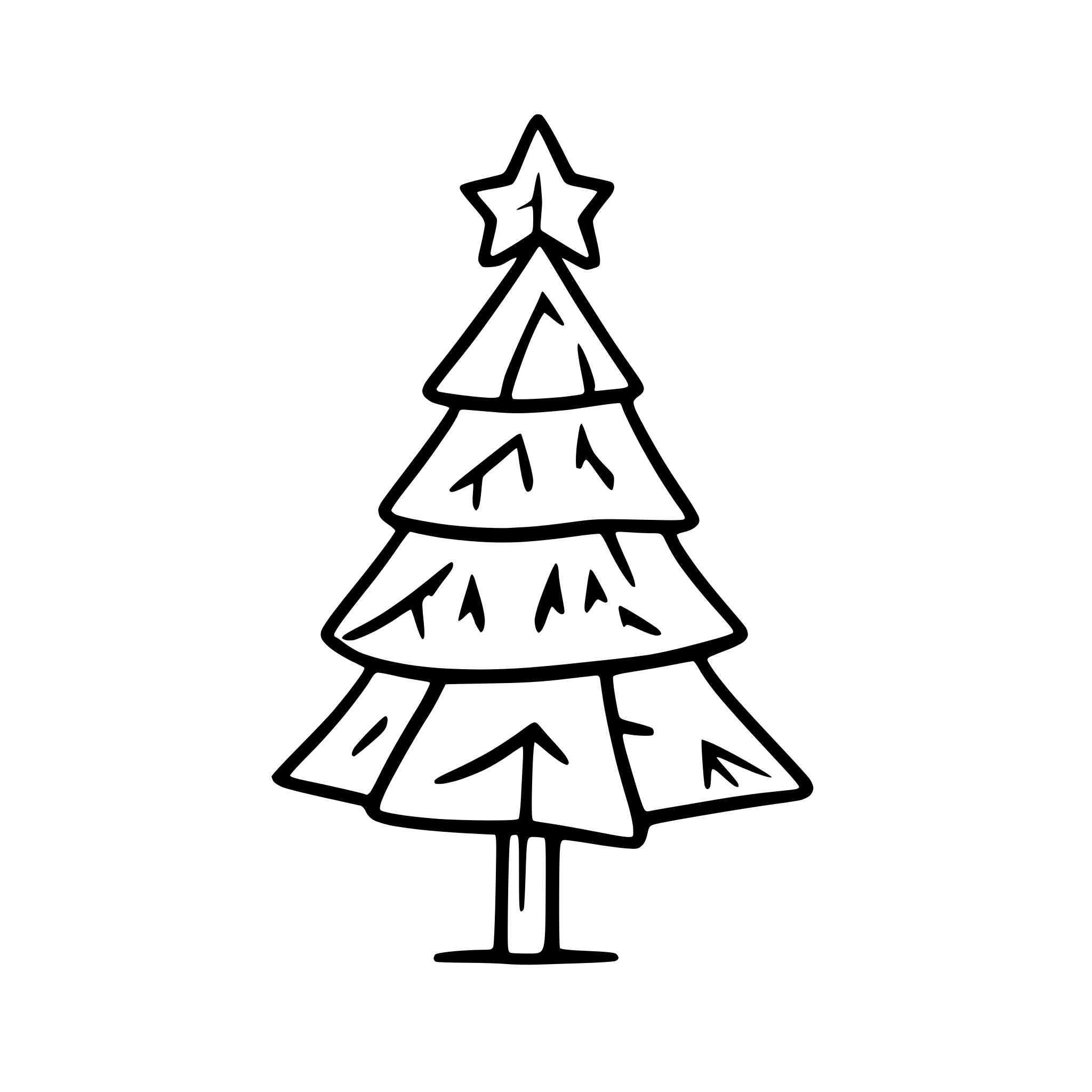 AI-generated SVG of a Christmas tree line art calligraphy cute