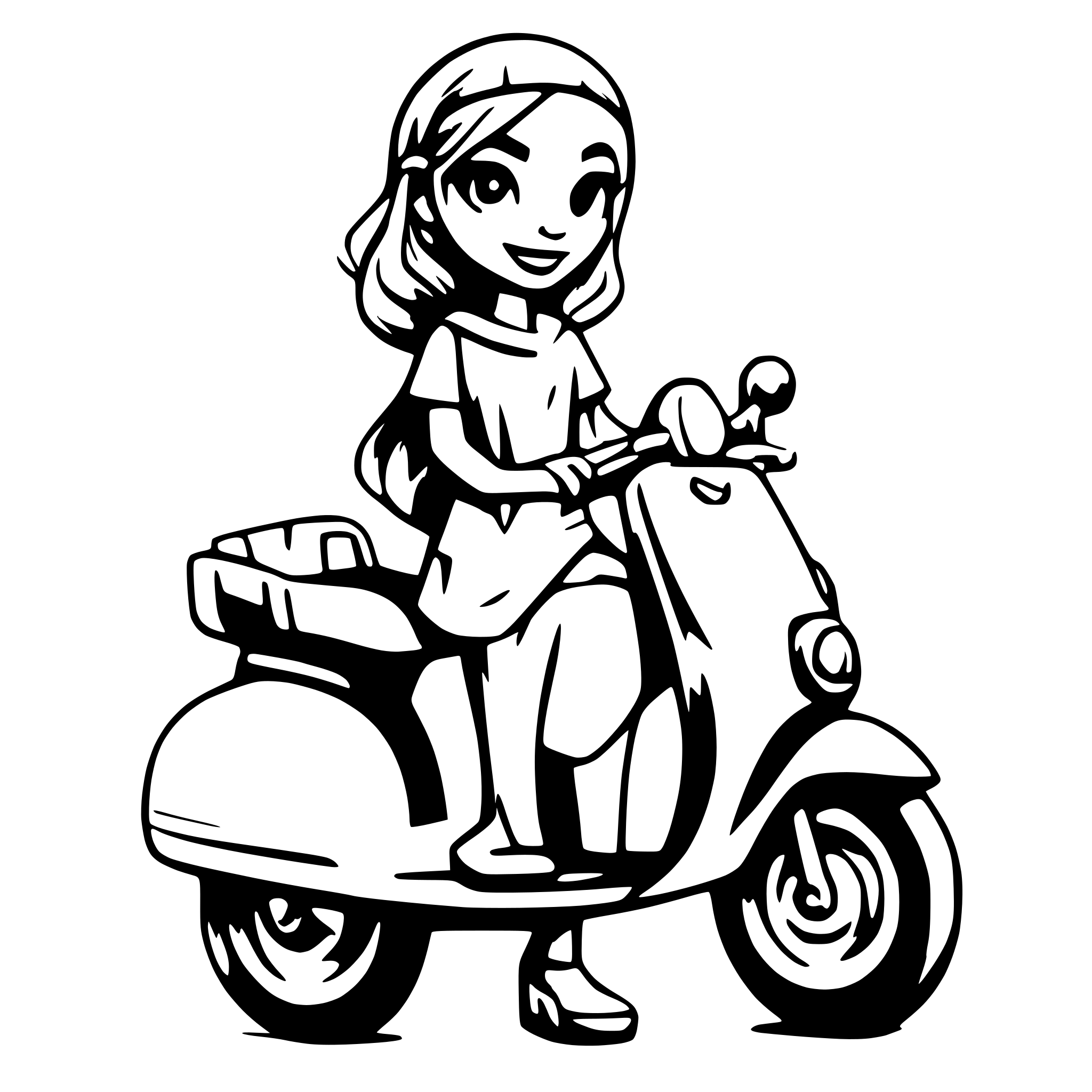 AI-generated SVG of a Woman on a vespa