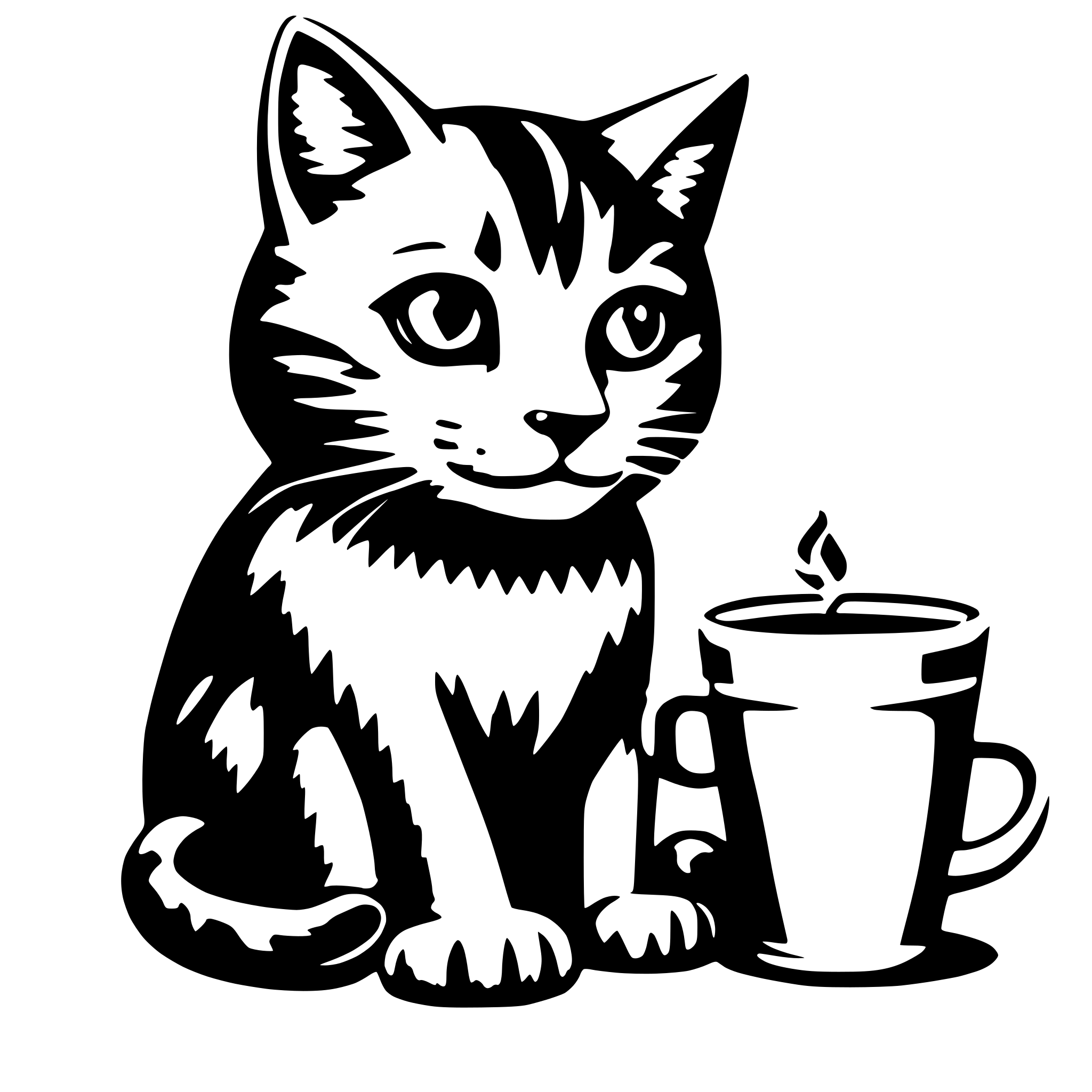 AI-generated SVG of a cat drinking coffee