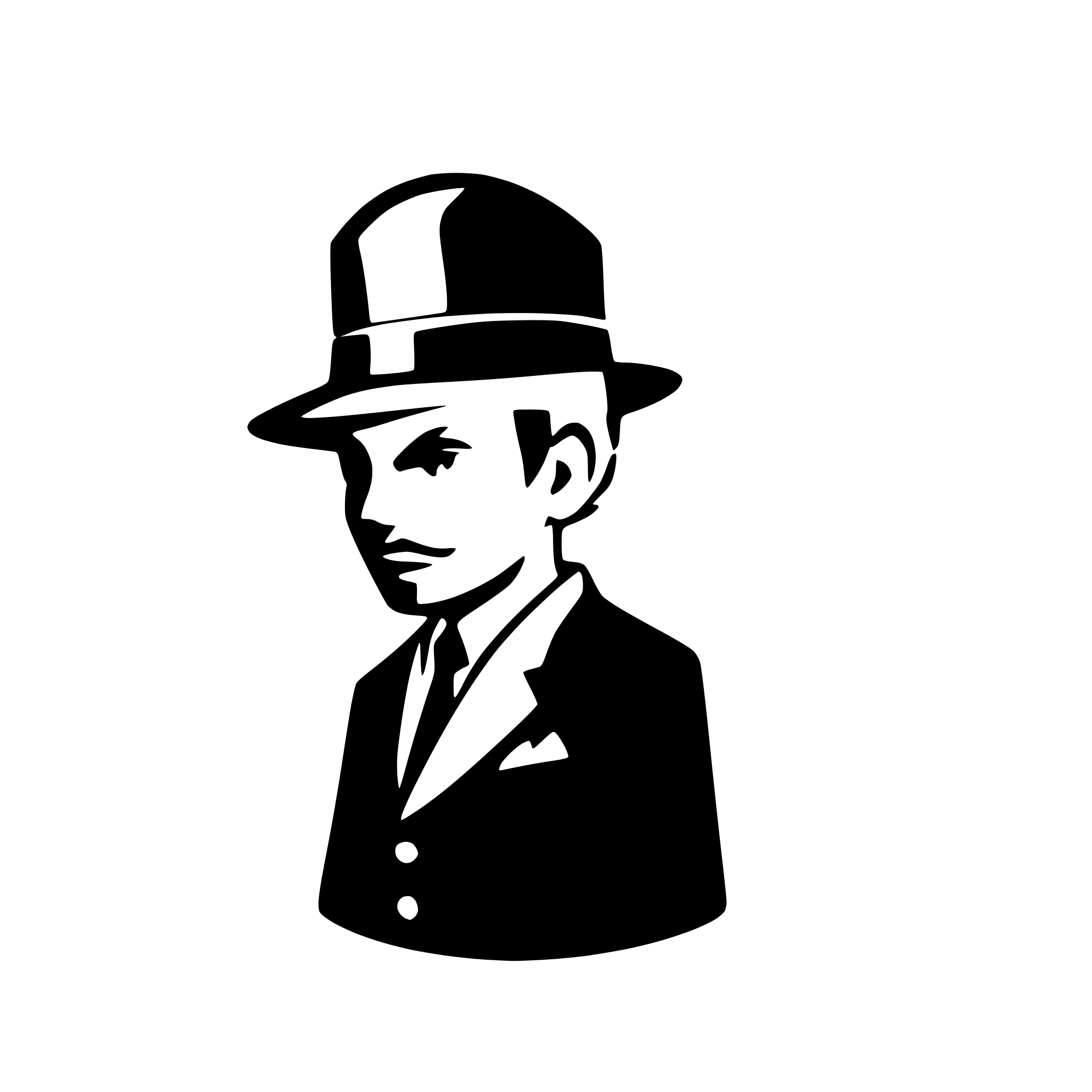 AI-generated SVG of a a logo portraying Golfathers, wearing a mafia suit, a cap and with a moustache