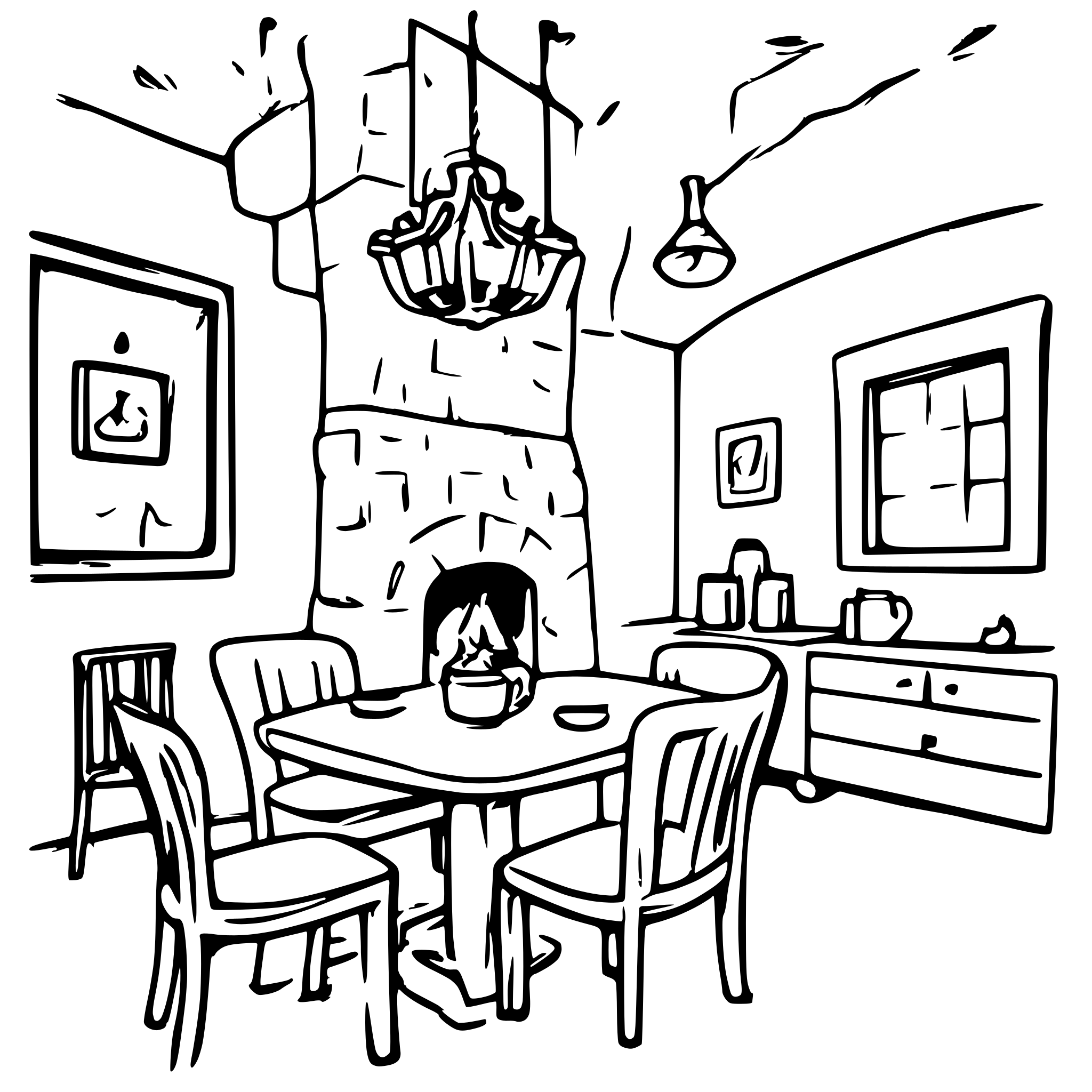AI-generated SVG of a A detailed yet minimalistic image of a hearth inside a cozy restaurant AI-generated SVG of a A detailed yet minimalistic image of a hearth inside a cozy restaurant