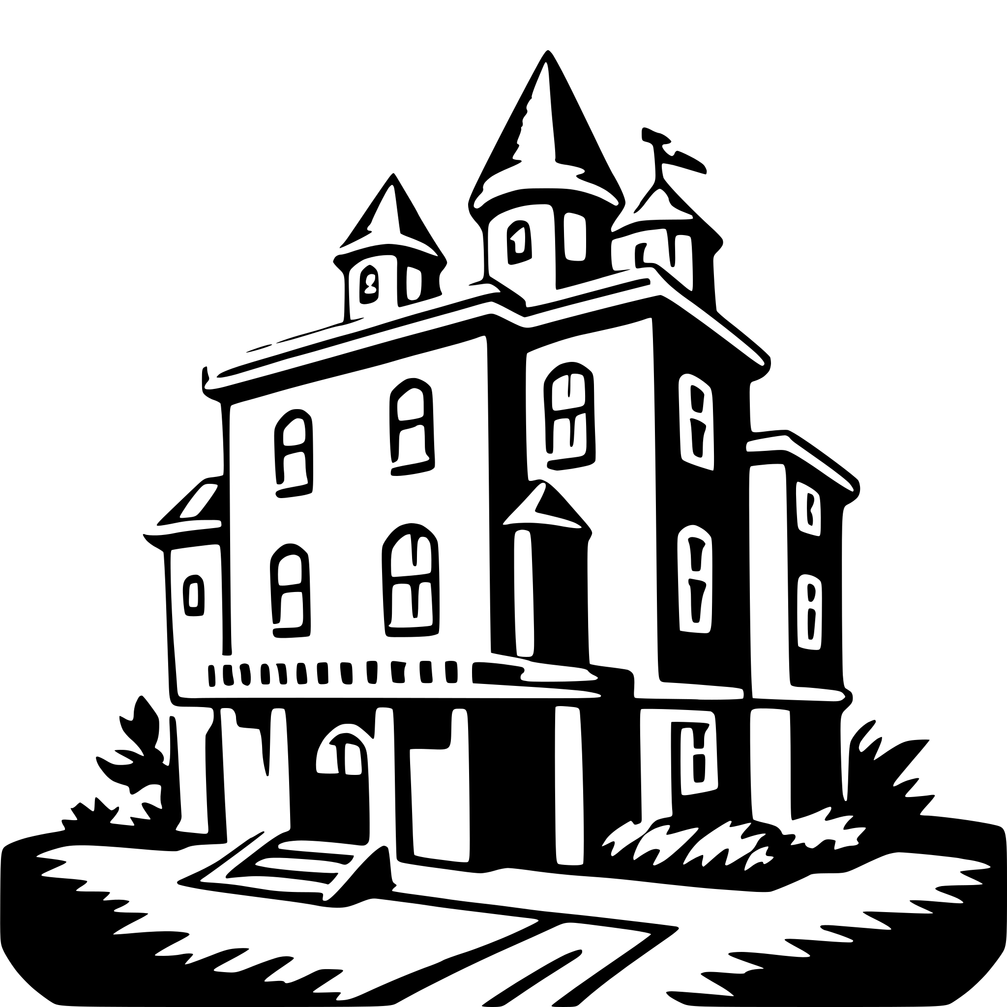 AI-generated SVG of a exploring haunted house