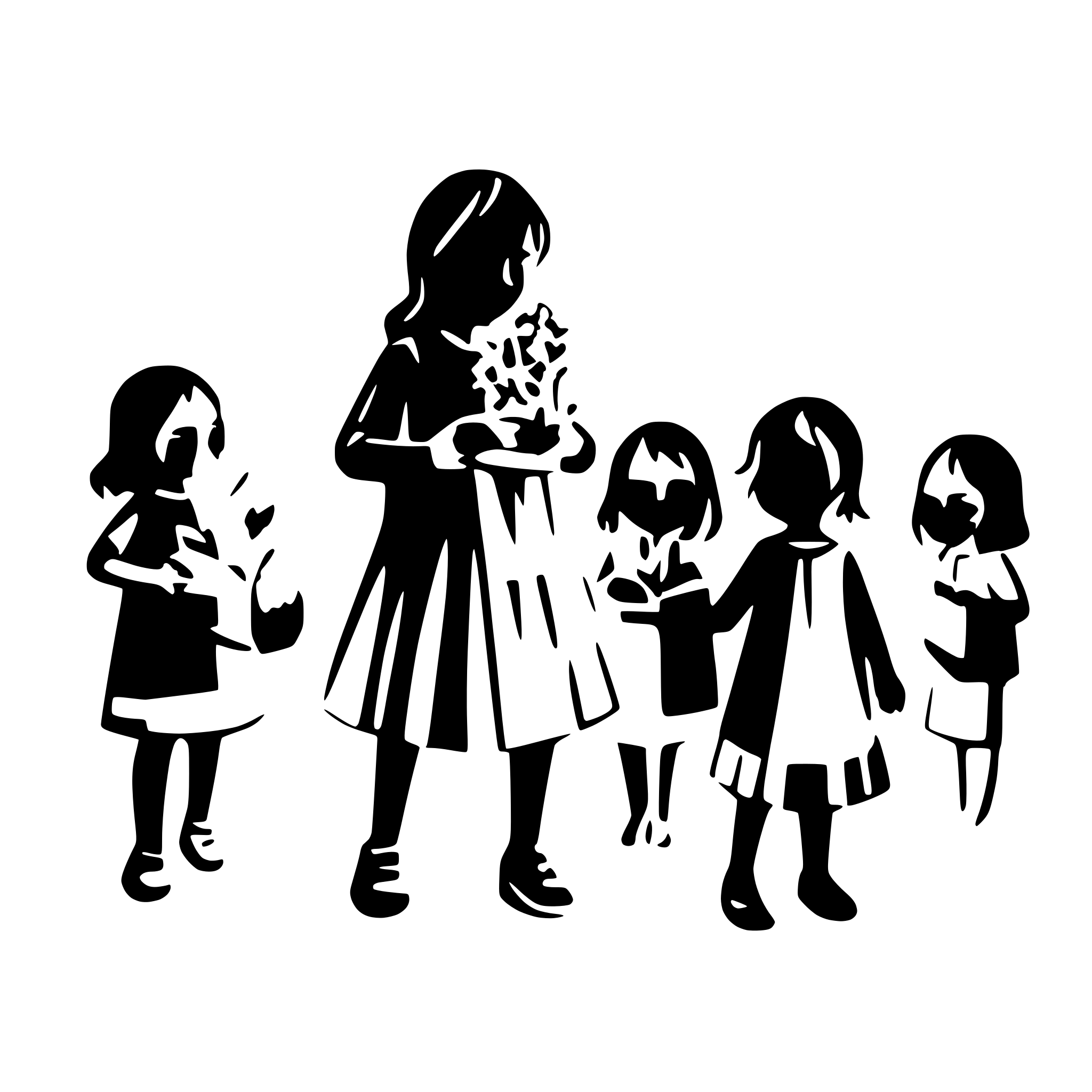 AI-generated SVG of a educator says goodbye to 8 children in the kindergarden