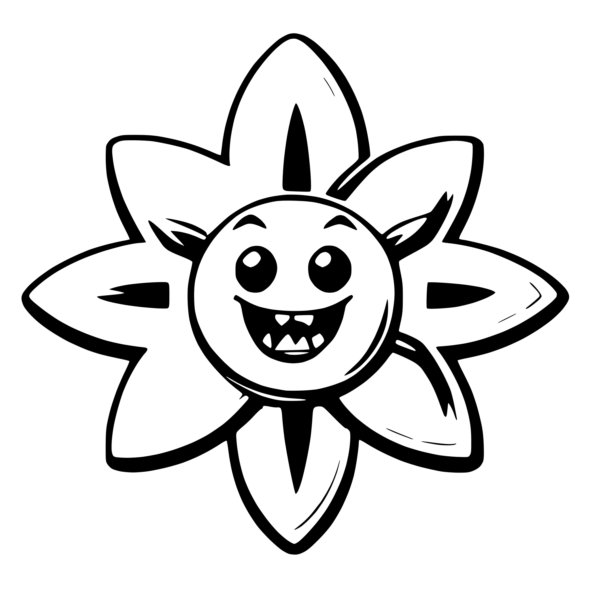 AI-generated SVG of 'angry atom orange'