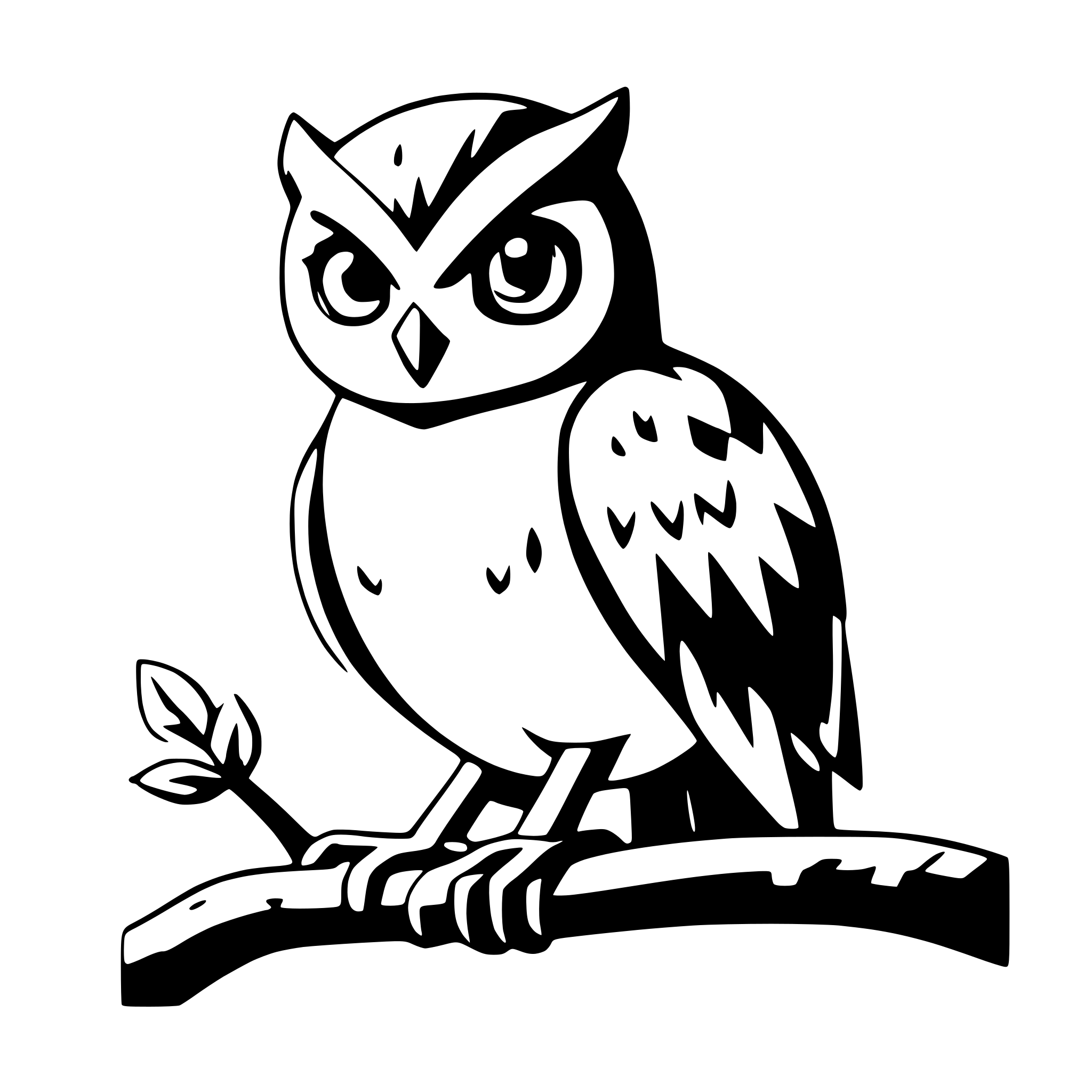 AI-generated SVG of a owl perched on a branch