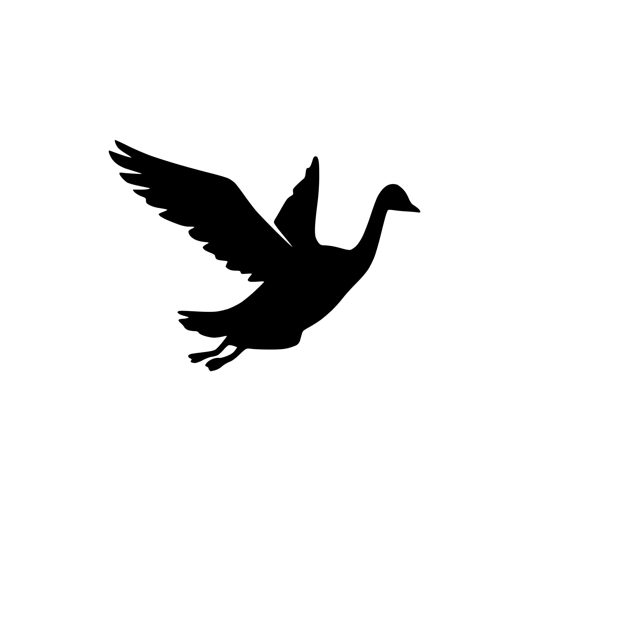 AI-generated SVG of 'swan flying black silhouette'