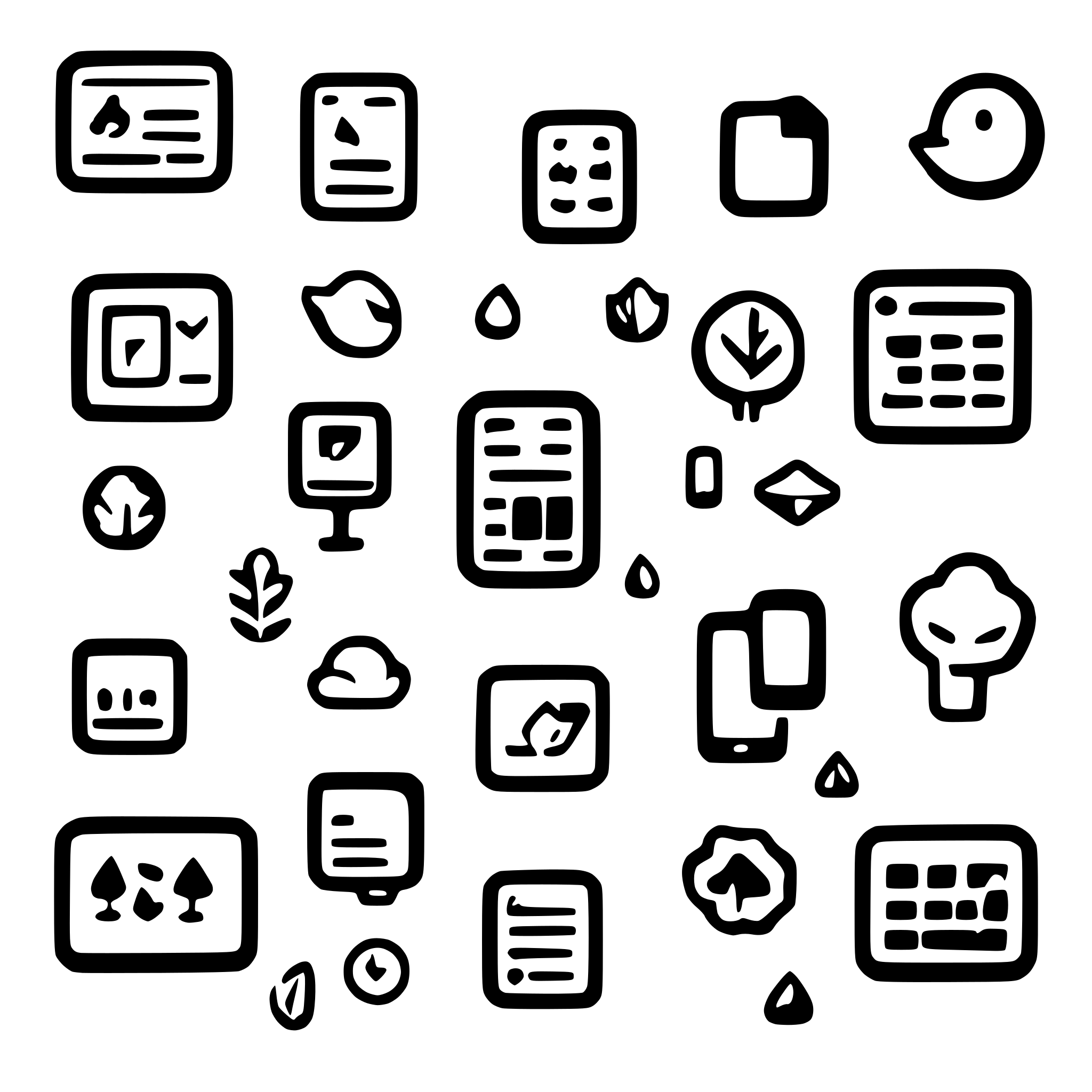 AI-generated SVG of a Create a seamless vector pattern illustration resembling a chat background, featuring numerous compact icons floating closely together. The icons should represent various symbols, including communication, technology, and everyday objects, arranged in a visually appealing and dense layout. The distribution should be balanced without excessive empty spaces, ensuring a continuous and engaging pattern. The design should have a clean and modern aesthetic with smooth lines and a monochromatic black-an