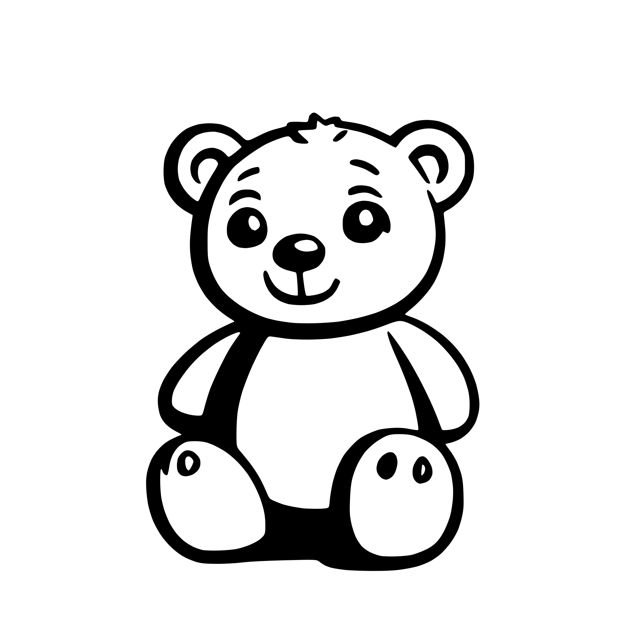 AI-generated SVG of 'draw a happy teddy bear: cartoon, vector, minimal, children's colour-book style, thin strokes, contrasting outline'