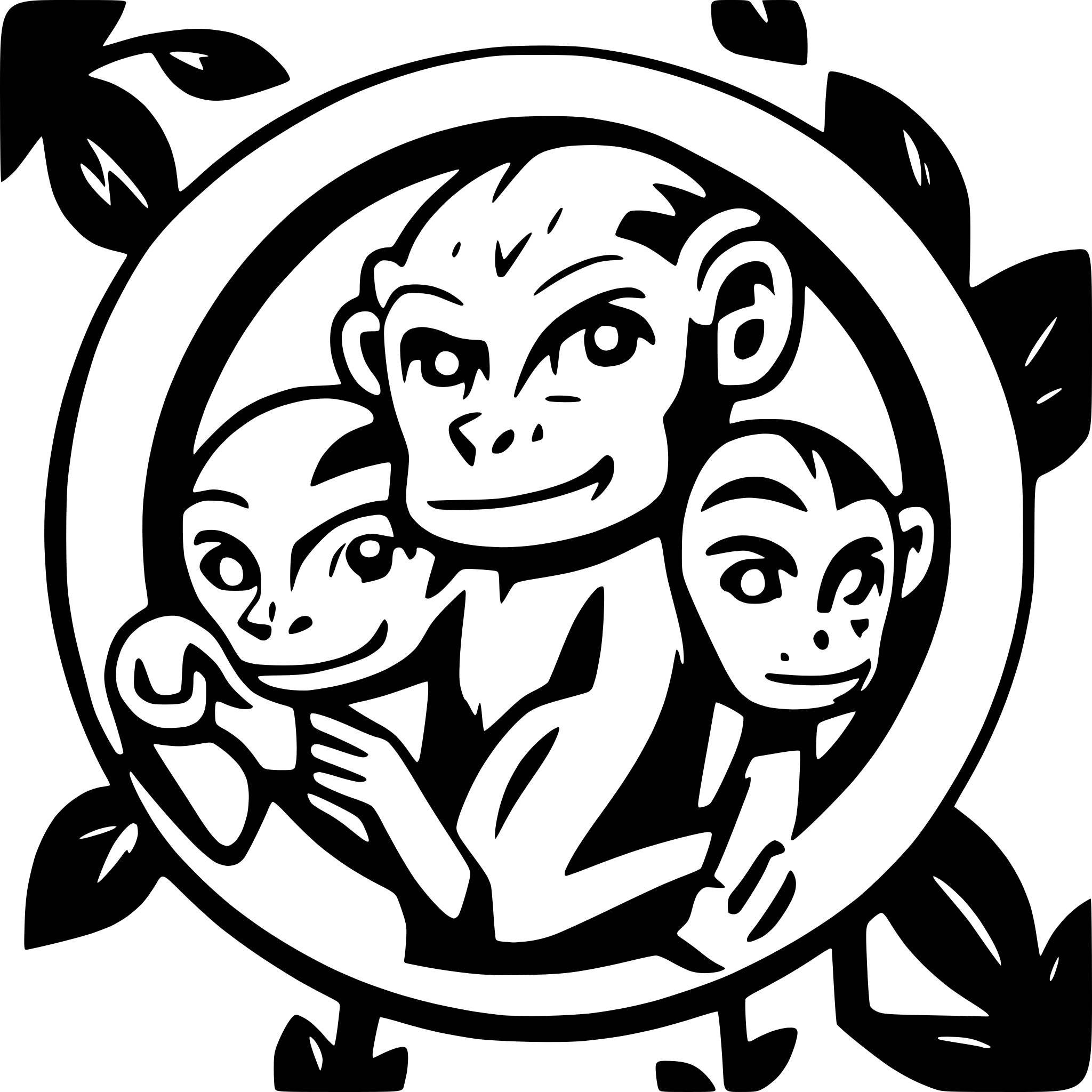 AI-generated SVG of a Three headed monkey