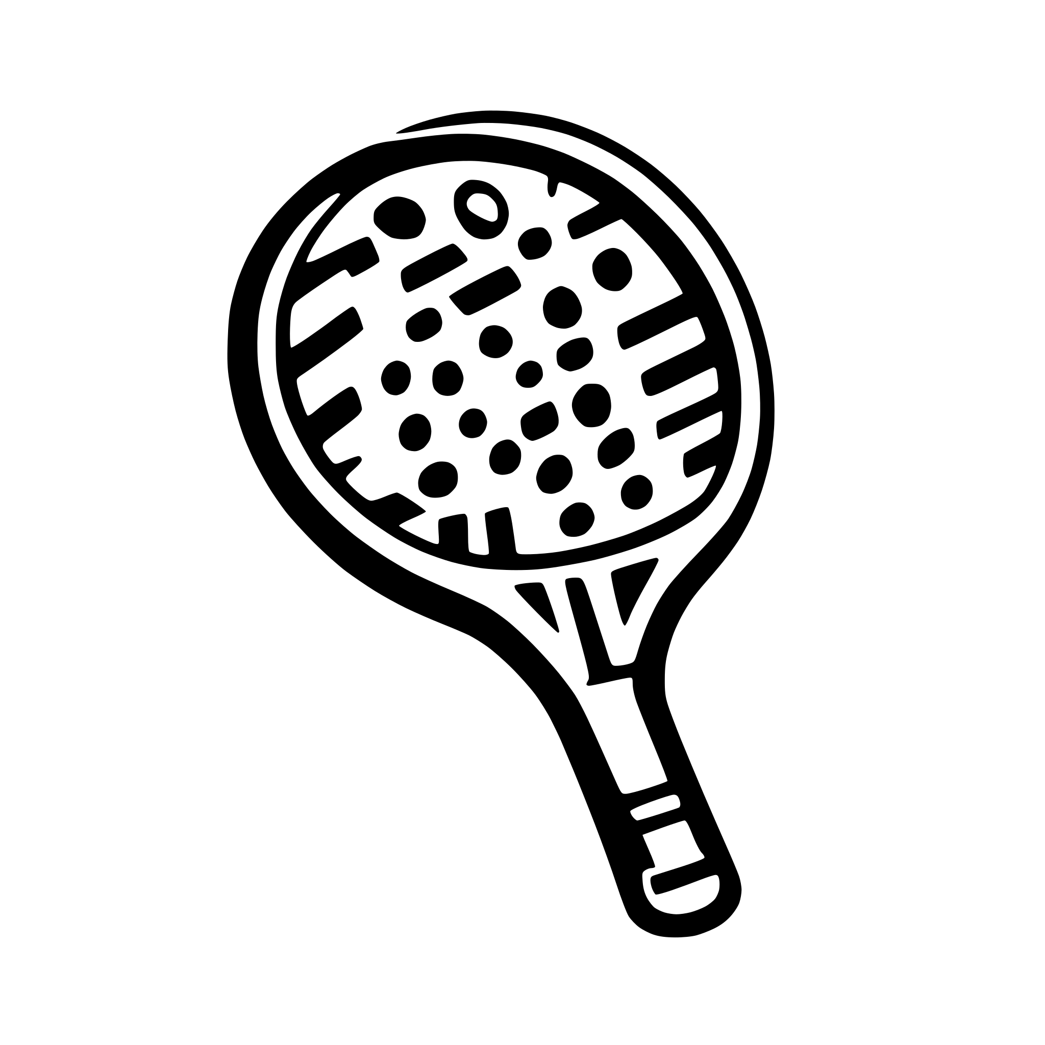 AI-generated SVG of a Icono de SVG moderno que represente un juego de pádel. El diseño debe incluir una raqueta de pádel y una pelota, enfocándose en líneas limpias y formas geométricas simples. El estilo debe ser minimalista y moderno, usando una paleta de colores neutros