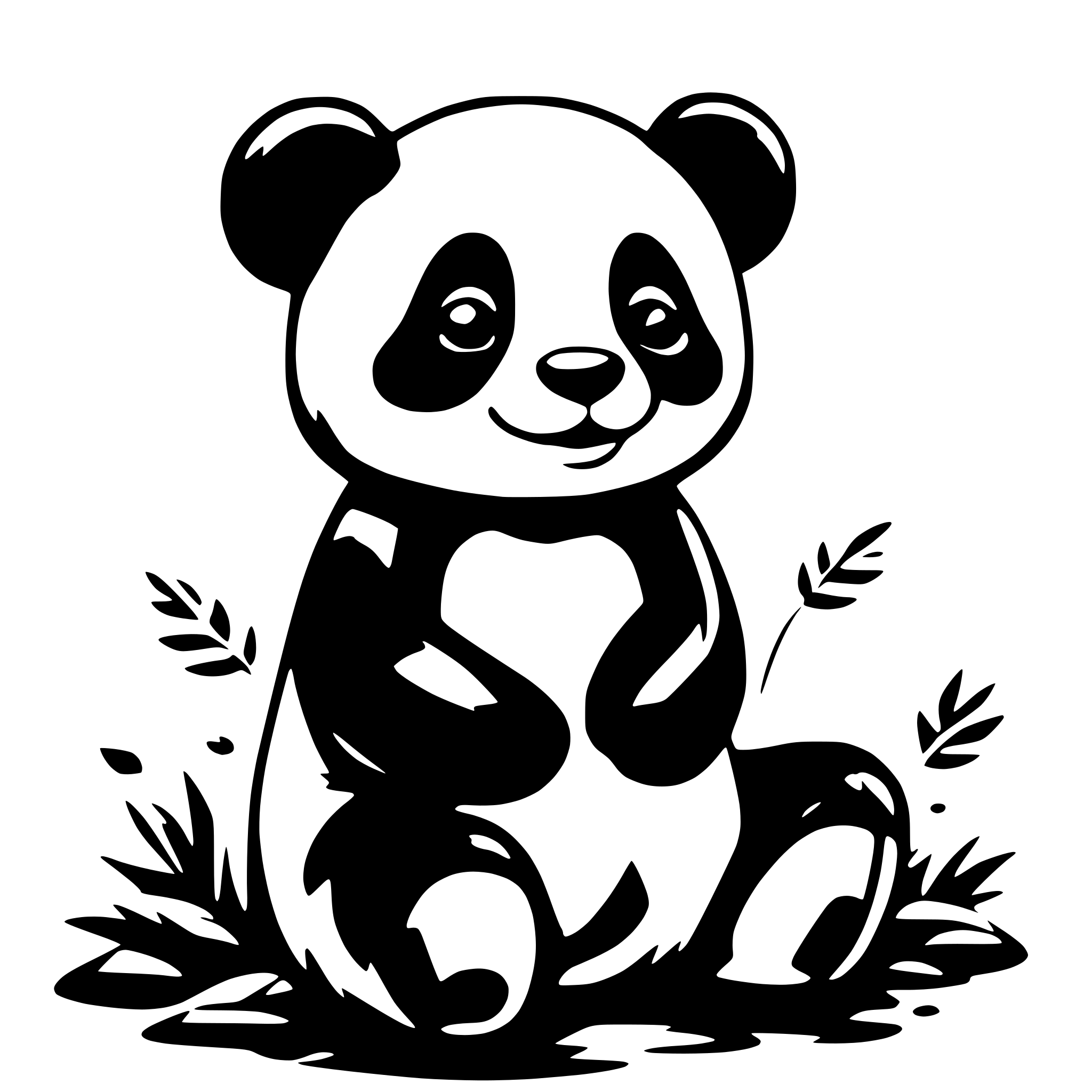 AI-generated SVG of a create a simple and cute panda with only black and white AI-generated SVG of a create a simple and cute panda with only black and white