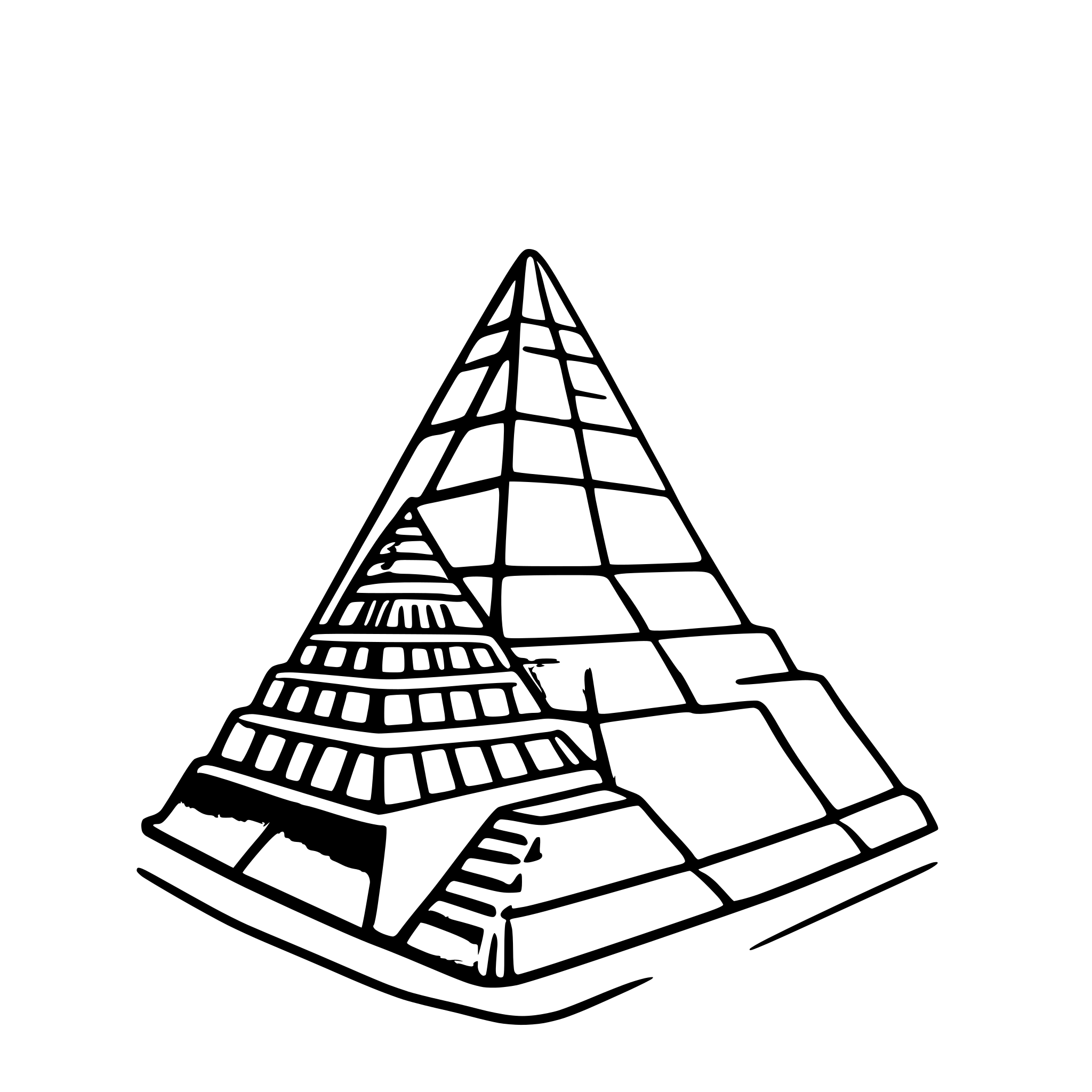 AI-generated SVG of a a pyramid in Egypt in the sand. over the top of the pyramid there should be a brain that shines rays of light.