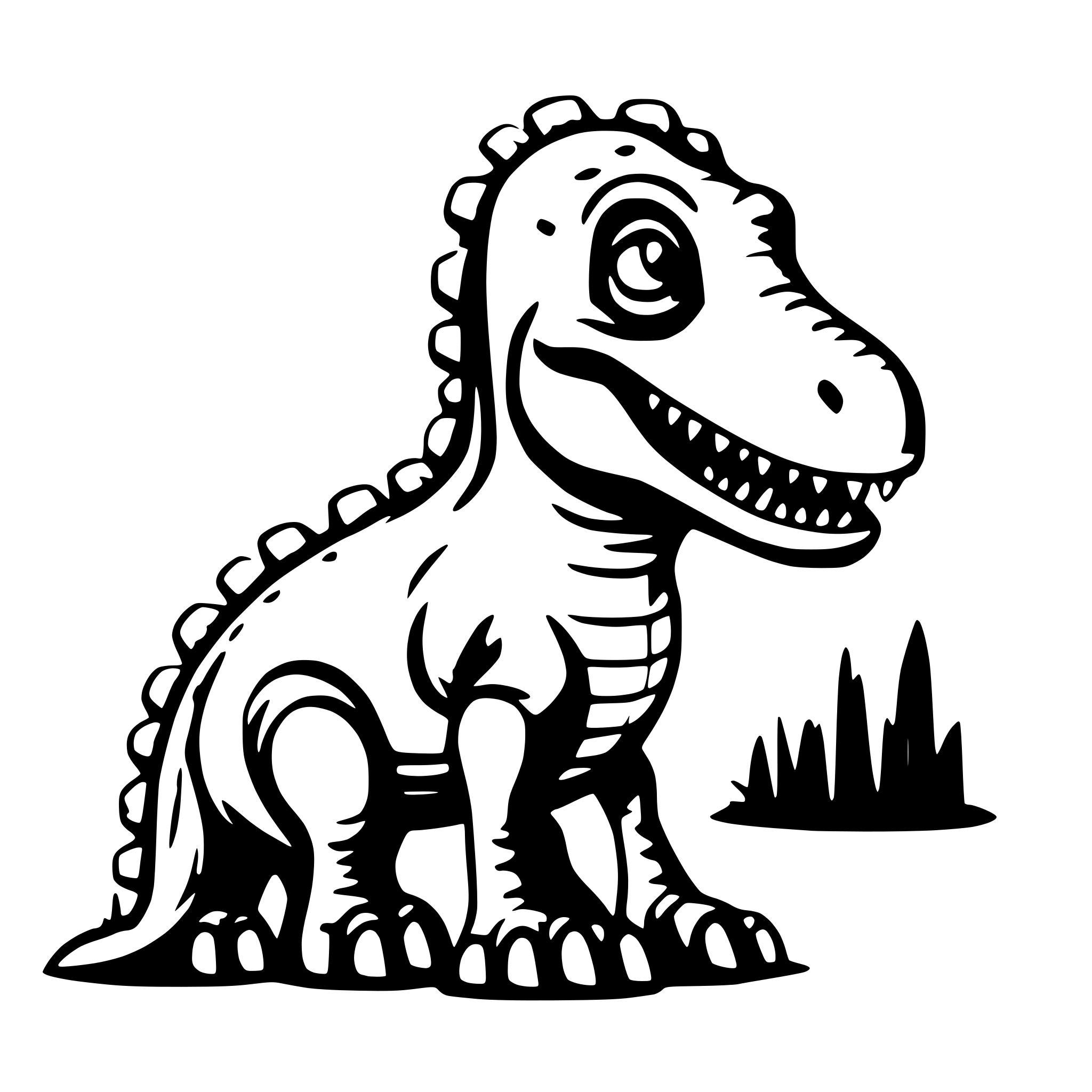 AI-generated SVG of a cartoon t rex