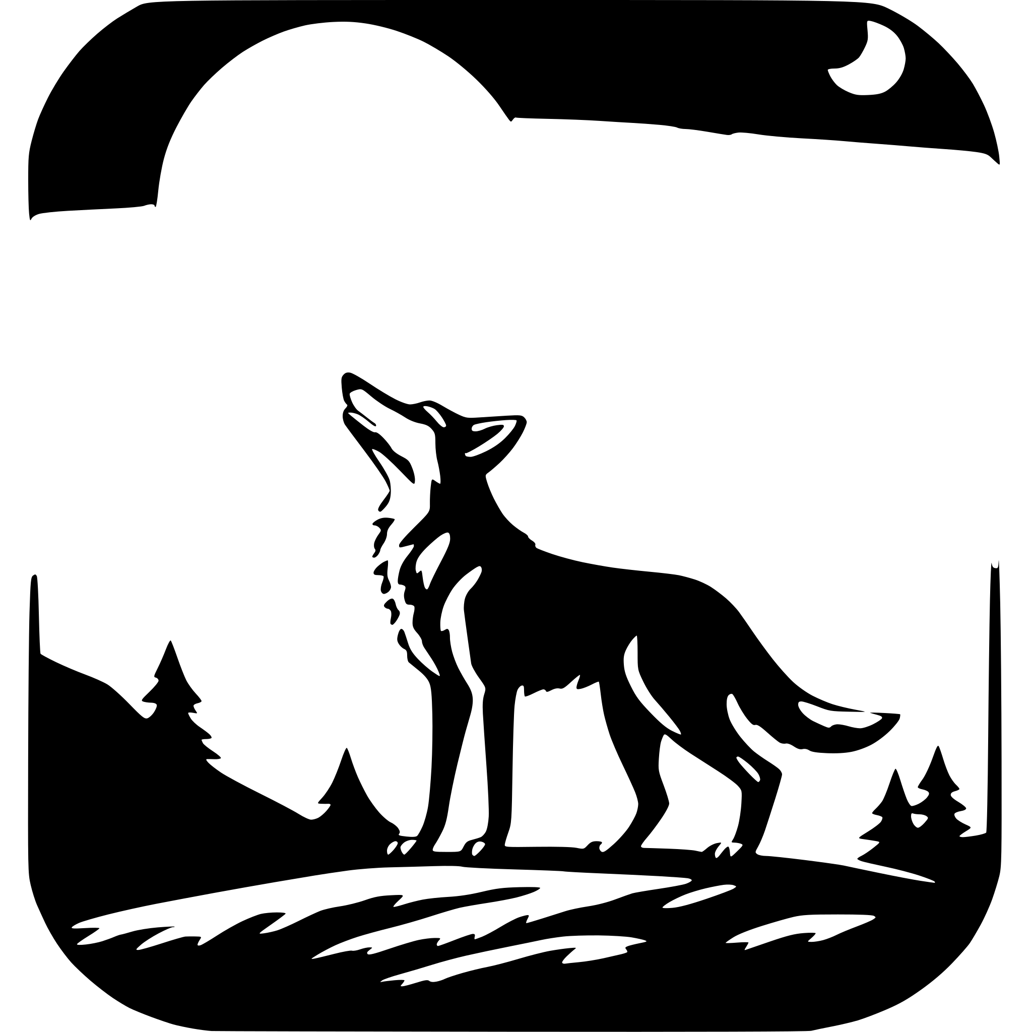 AI-generated SVG of a Coyote howling at the moon. No background.