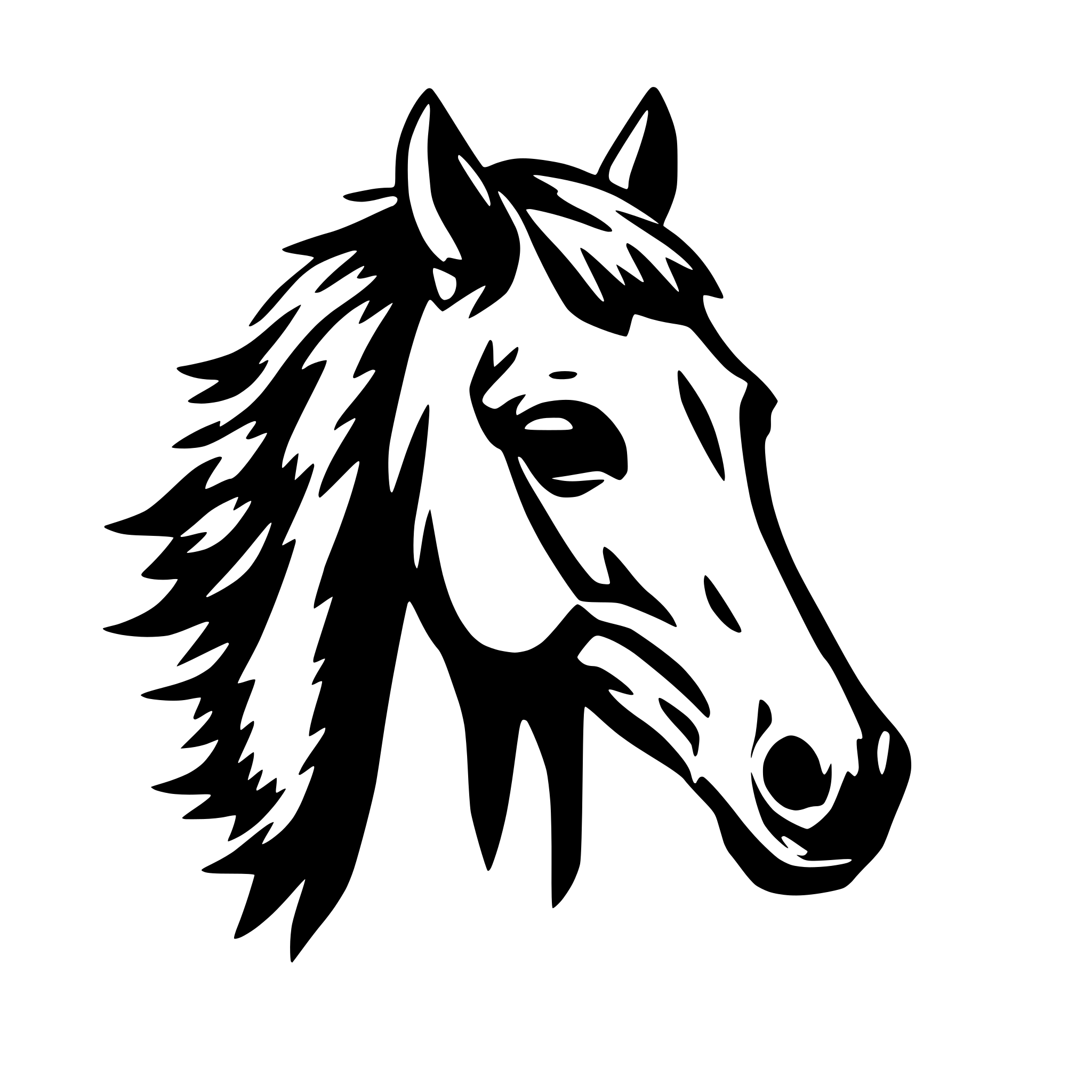 AI-generated SVG of 'horse head frontal'