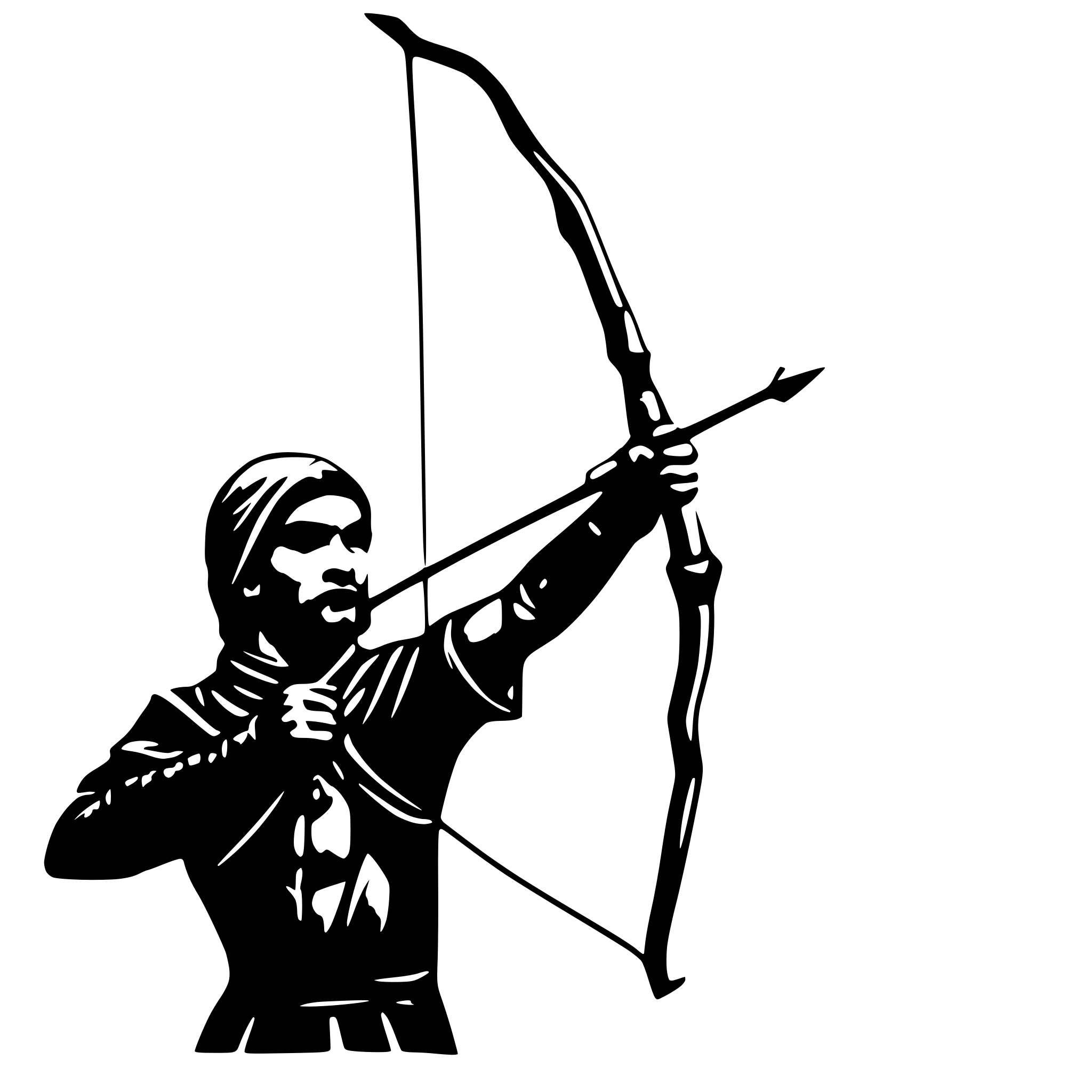 AI-generated SVG of a a Persian ancient man, an archer, with a bow