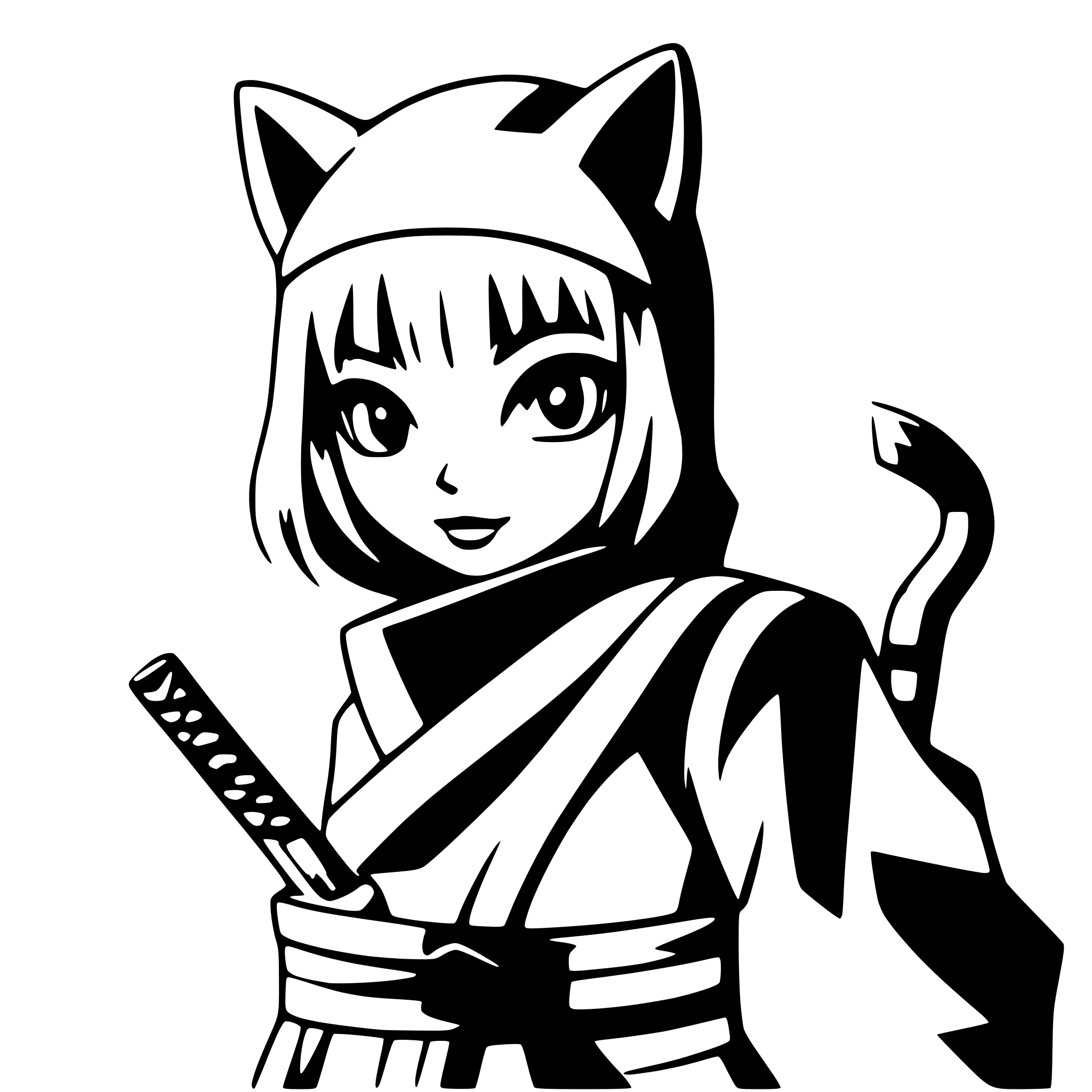 AI-generated SVG of a cat wearing ninja outfit
