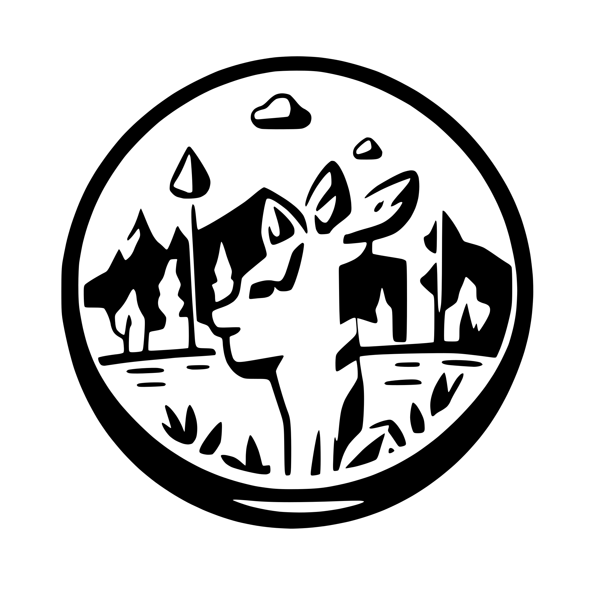 AI-generated SVG of a deer, lake, round border
