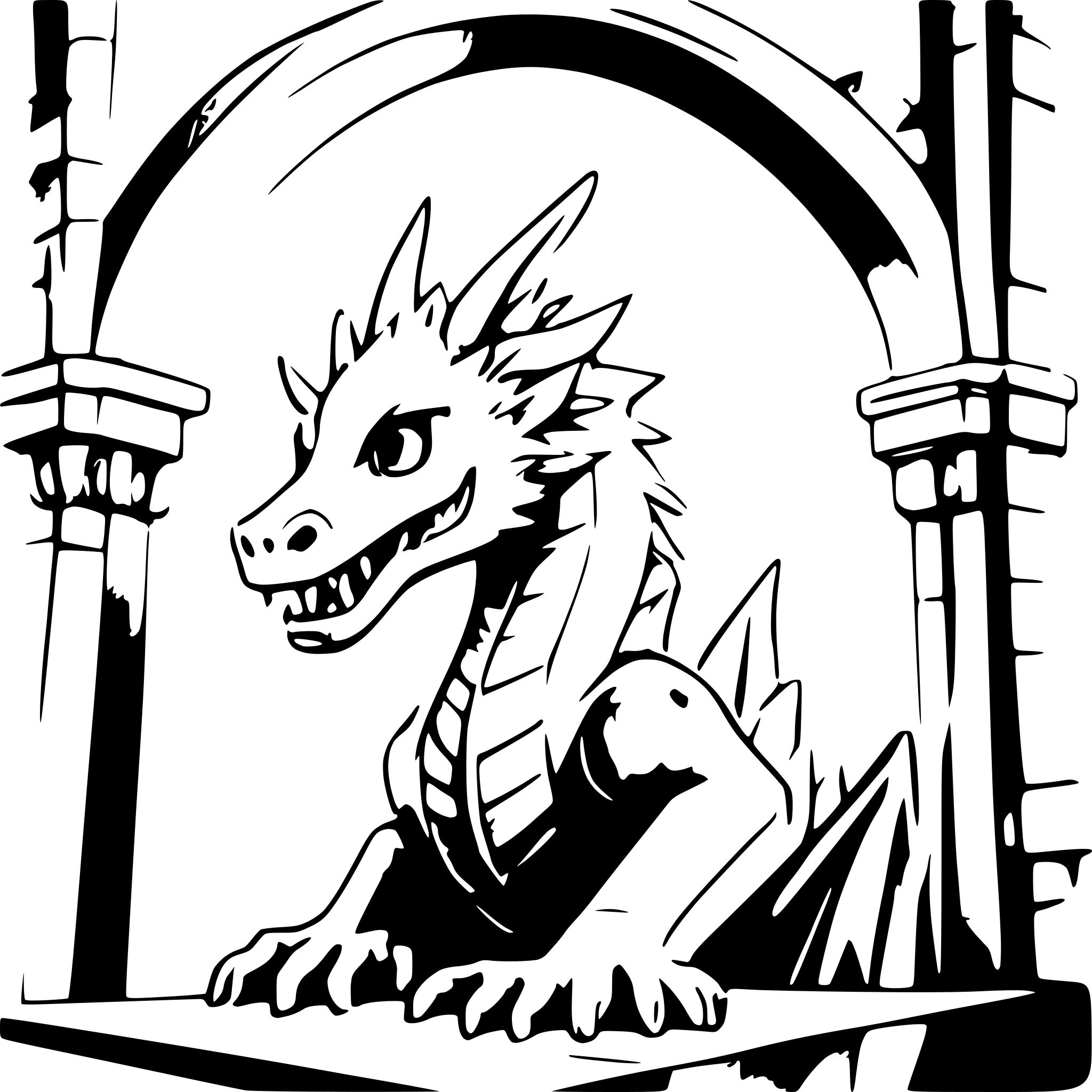 AI-generated SVG of 'dragon in a castle'