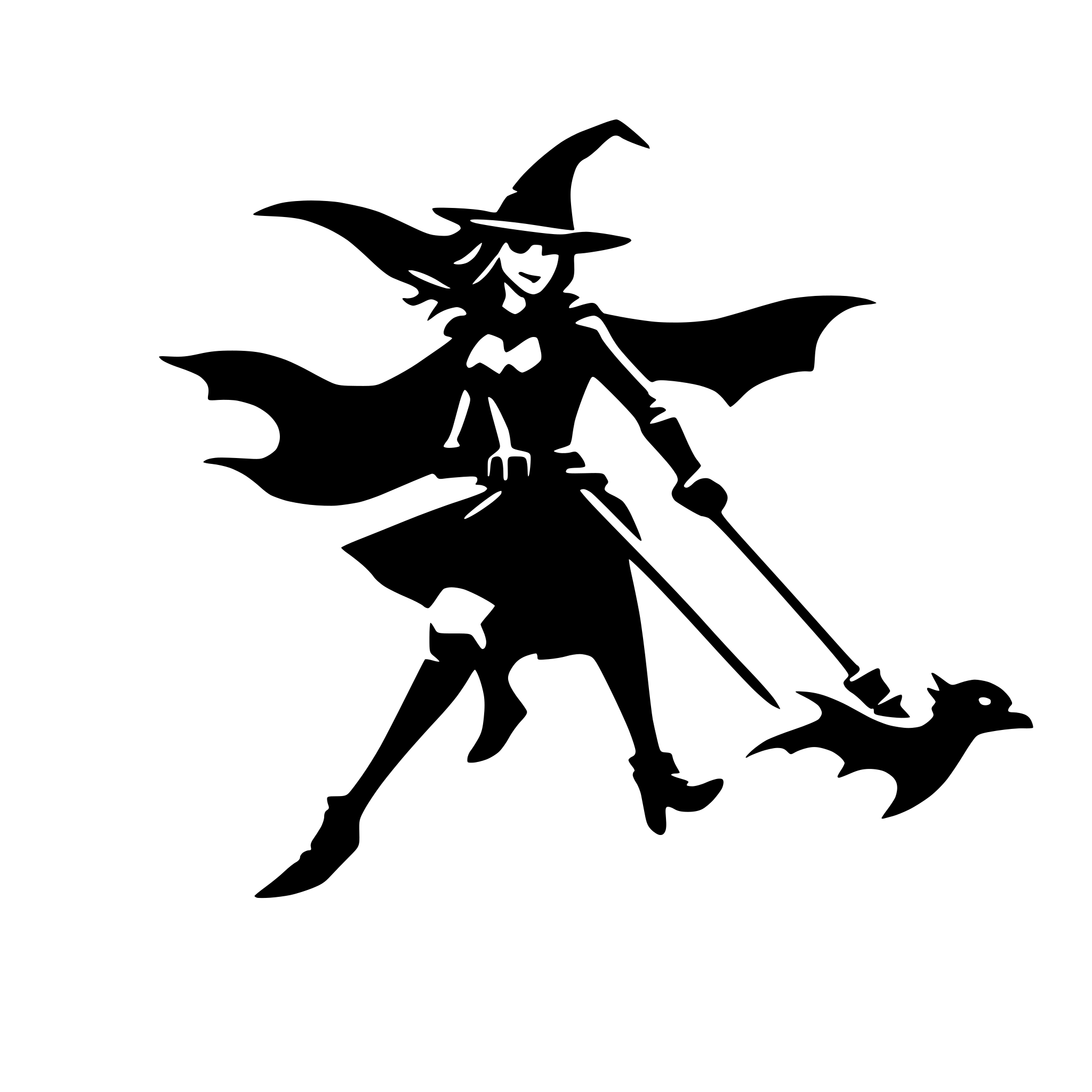 AI-generated SVG of a witch flying on a broom with batman