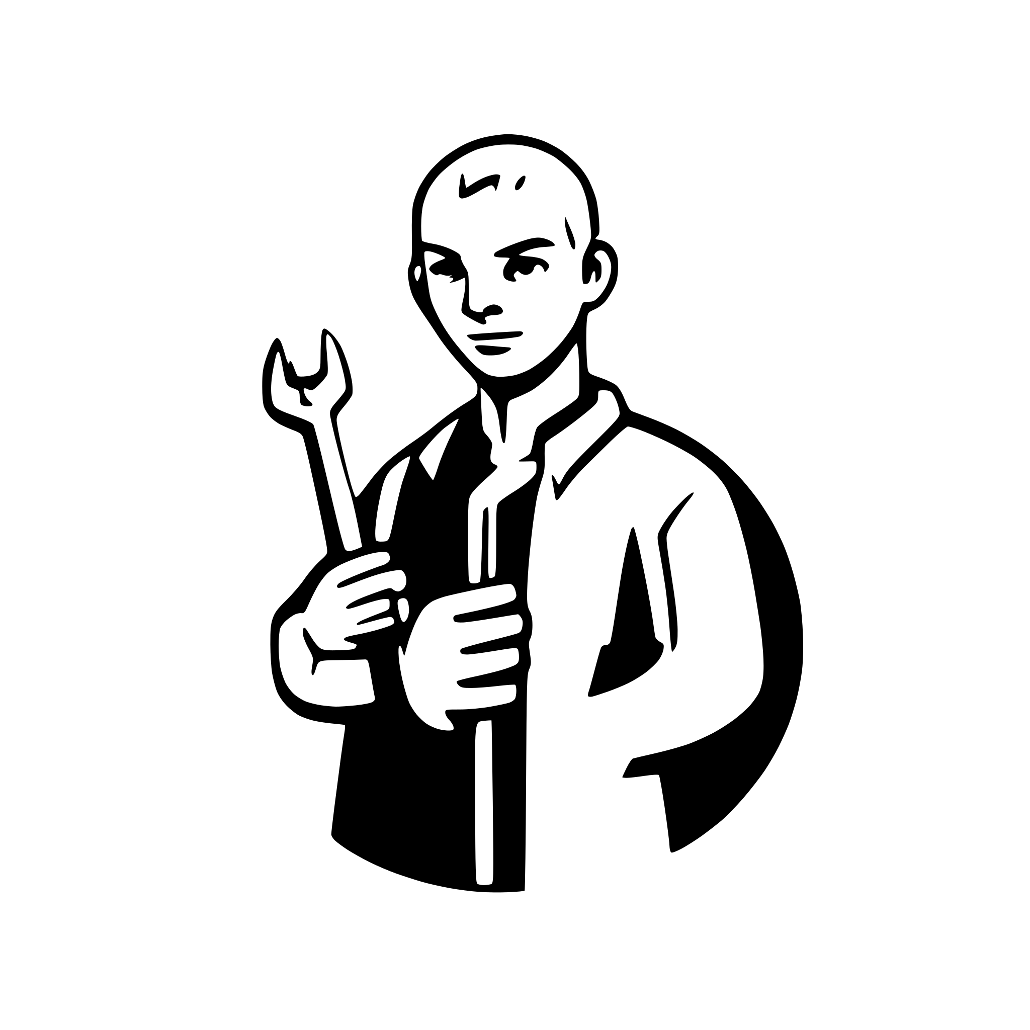 AI-generated SVG of 'bald man with a wrench'