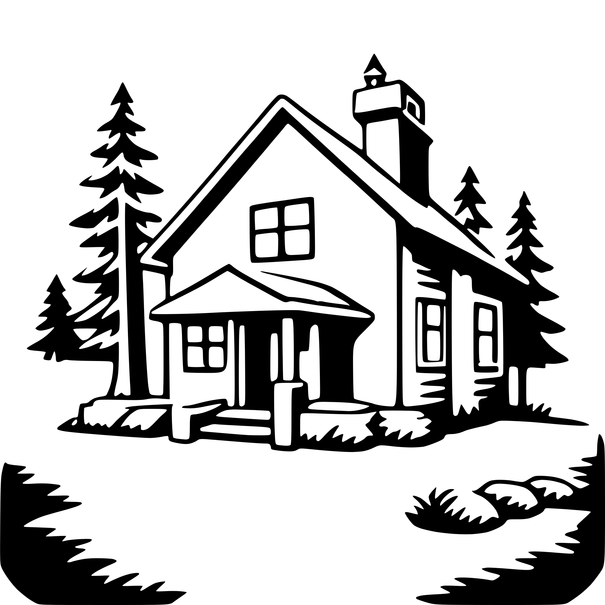 AI-generated SVG of a forest ranger station