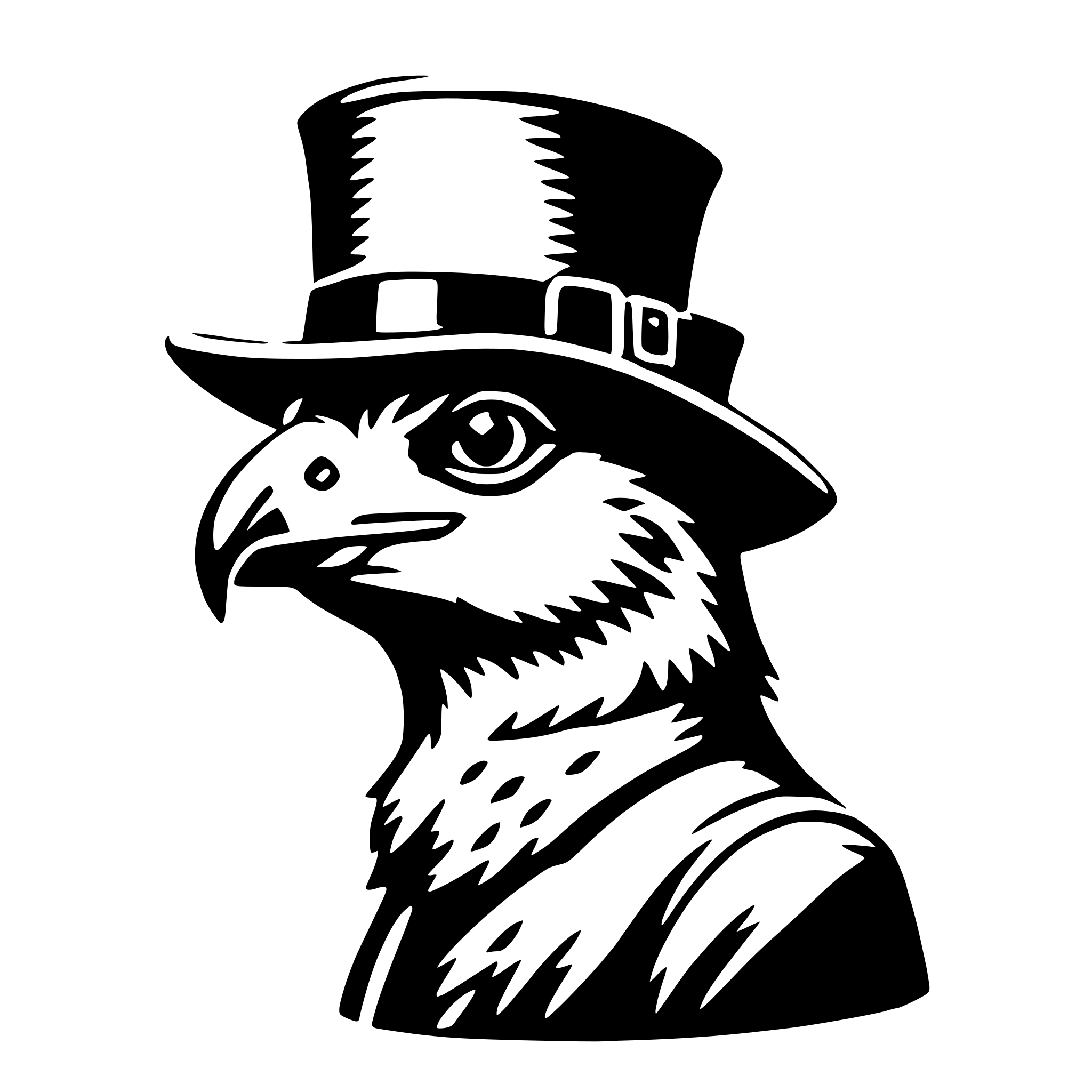 AI-generated SVG of a falcon with fedora