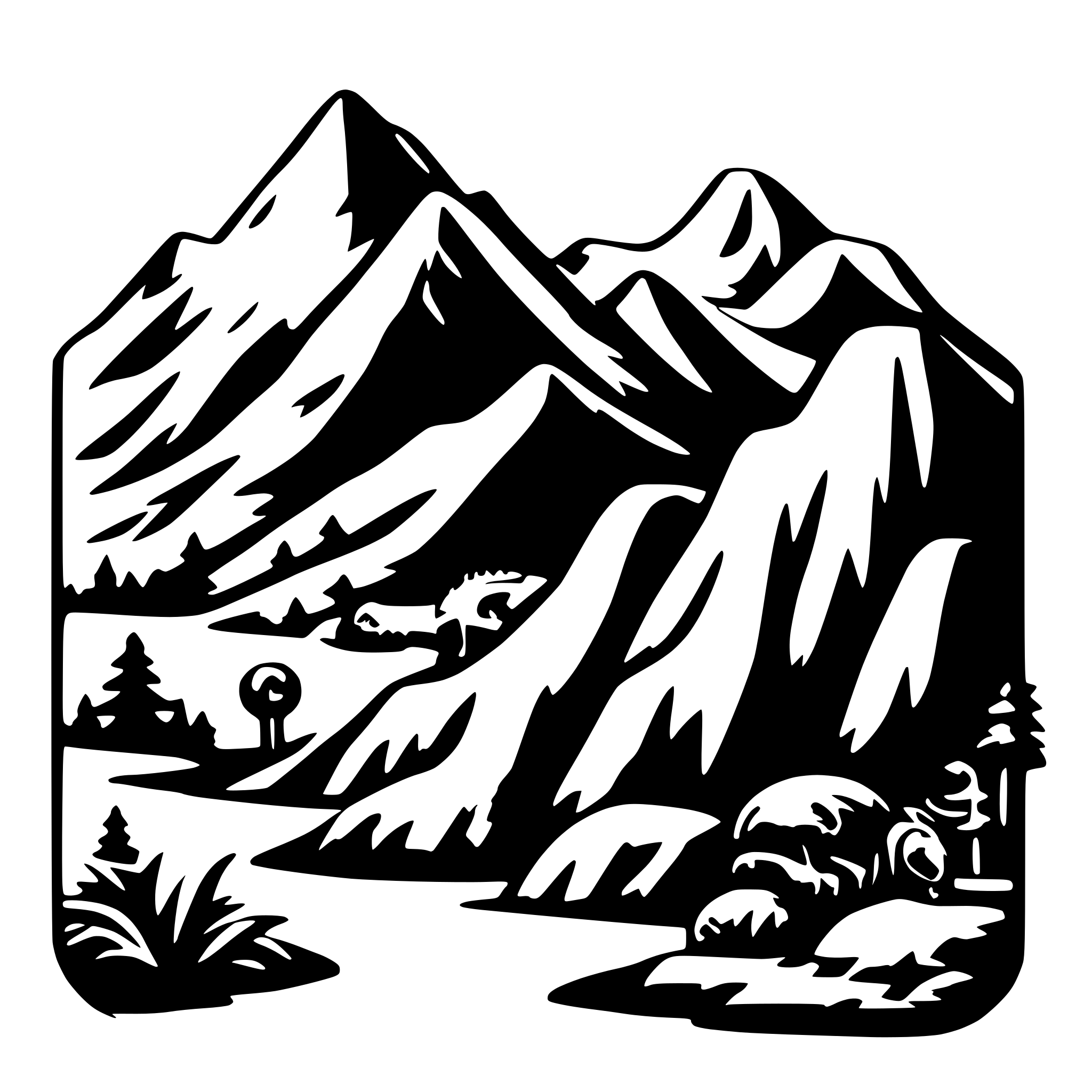 AI-generated SVG of 'mountains, fossils, dinosaurs'