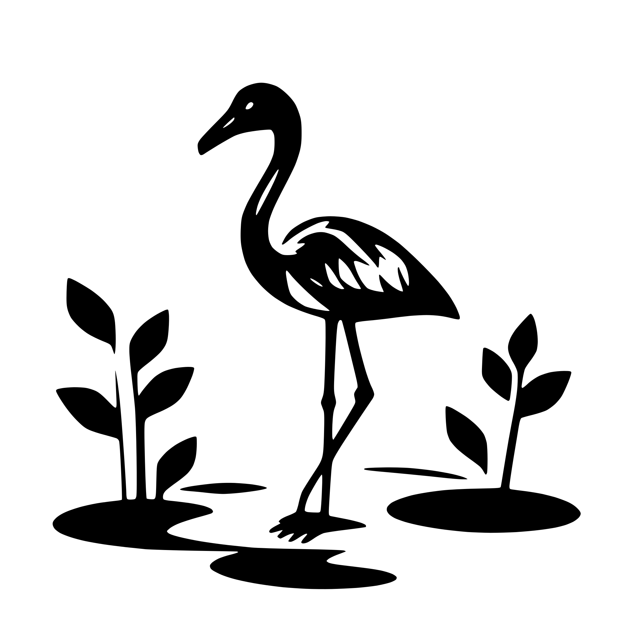 AI-generated SVG of 'flamingo standing in water'