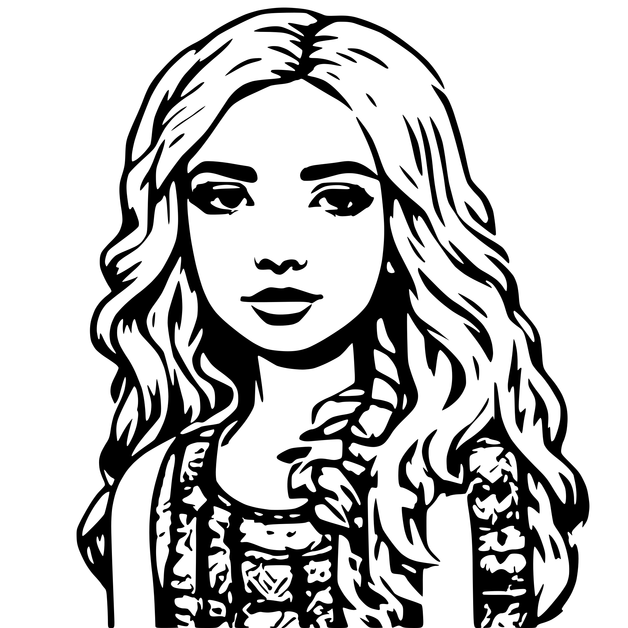 AI-generated SVG of a YOUNG BLOND GIRL METISSE EUROPEAN AND AFRICAN
