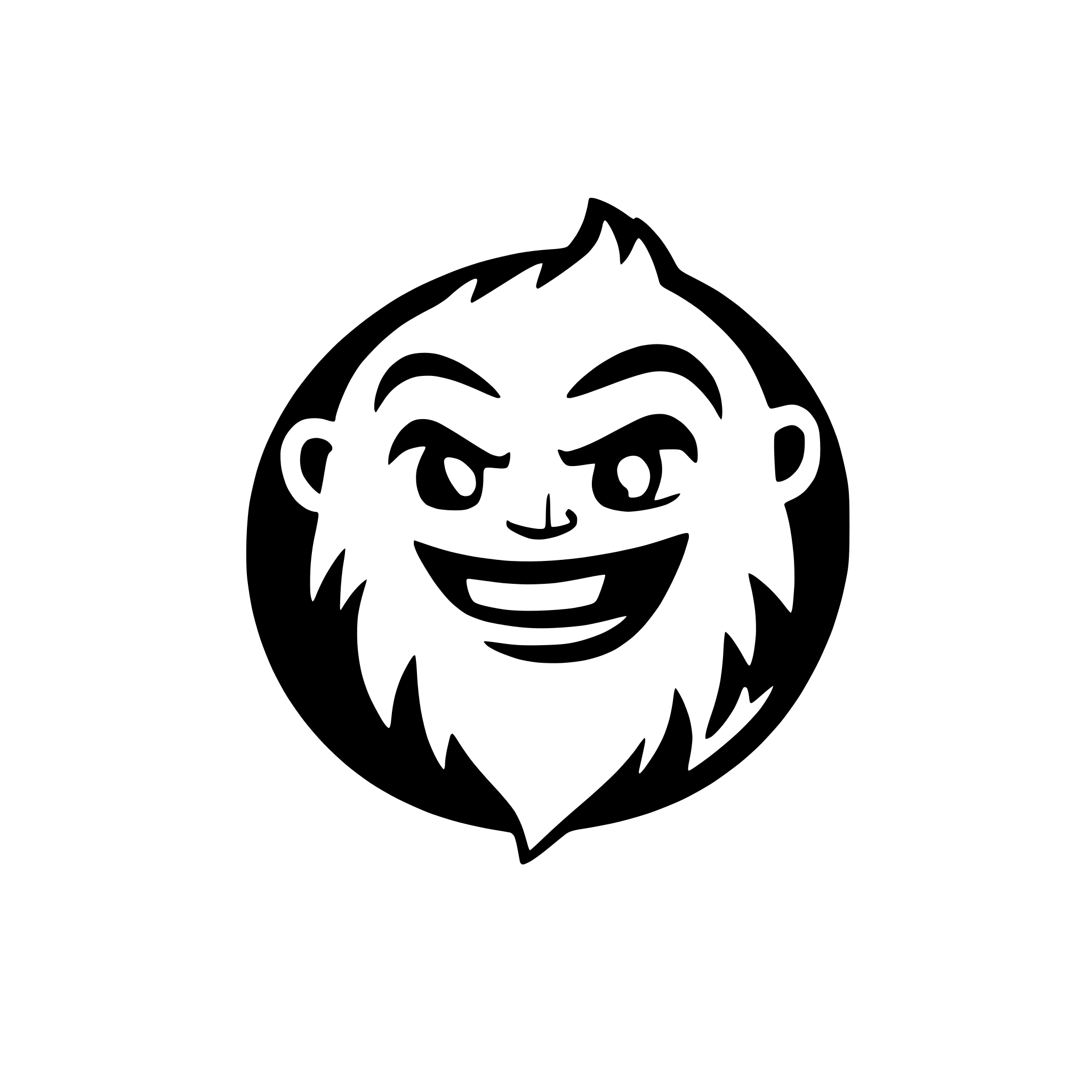 AI-generated SVG of a a logo of excited yeti headshot with database
