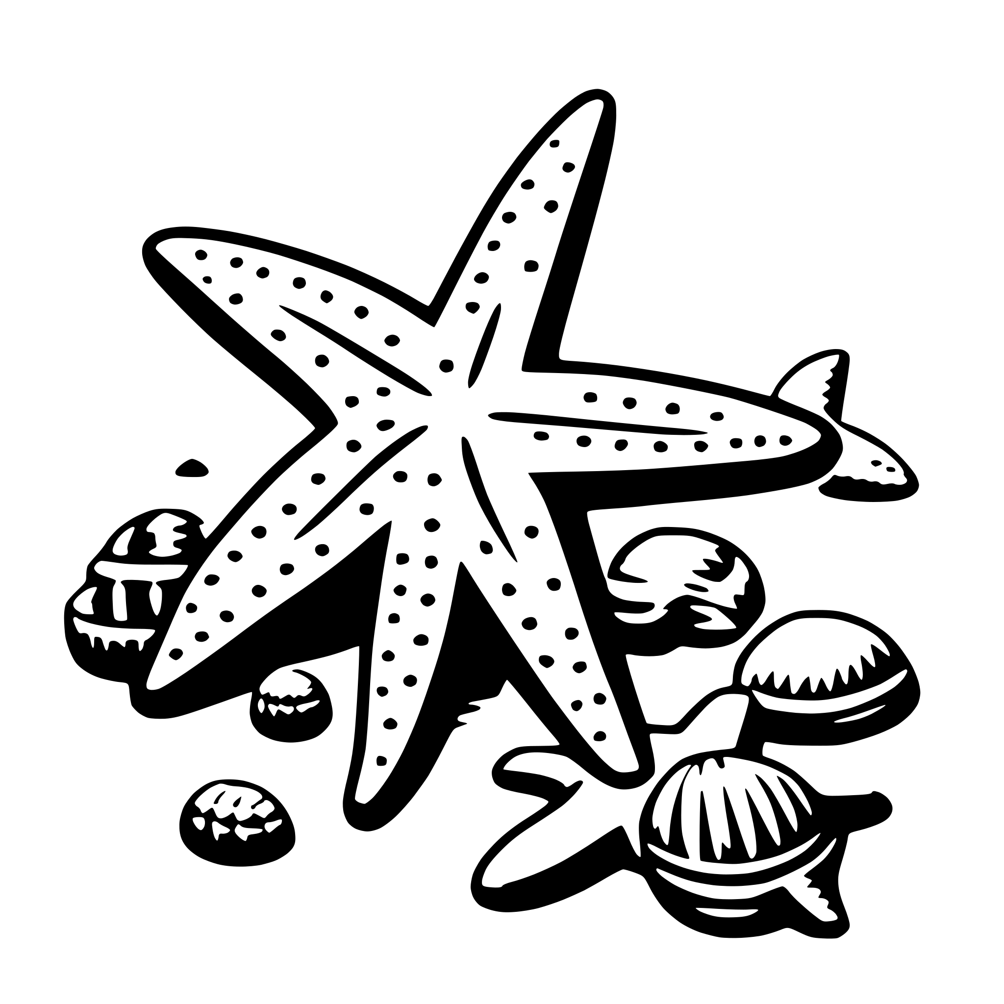 AI-generated SVG of a starfish and shells