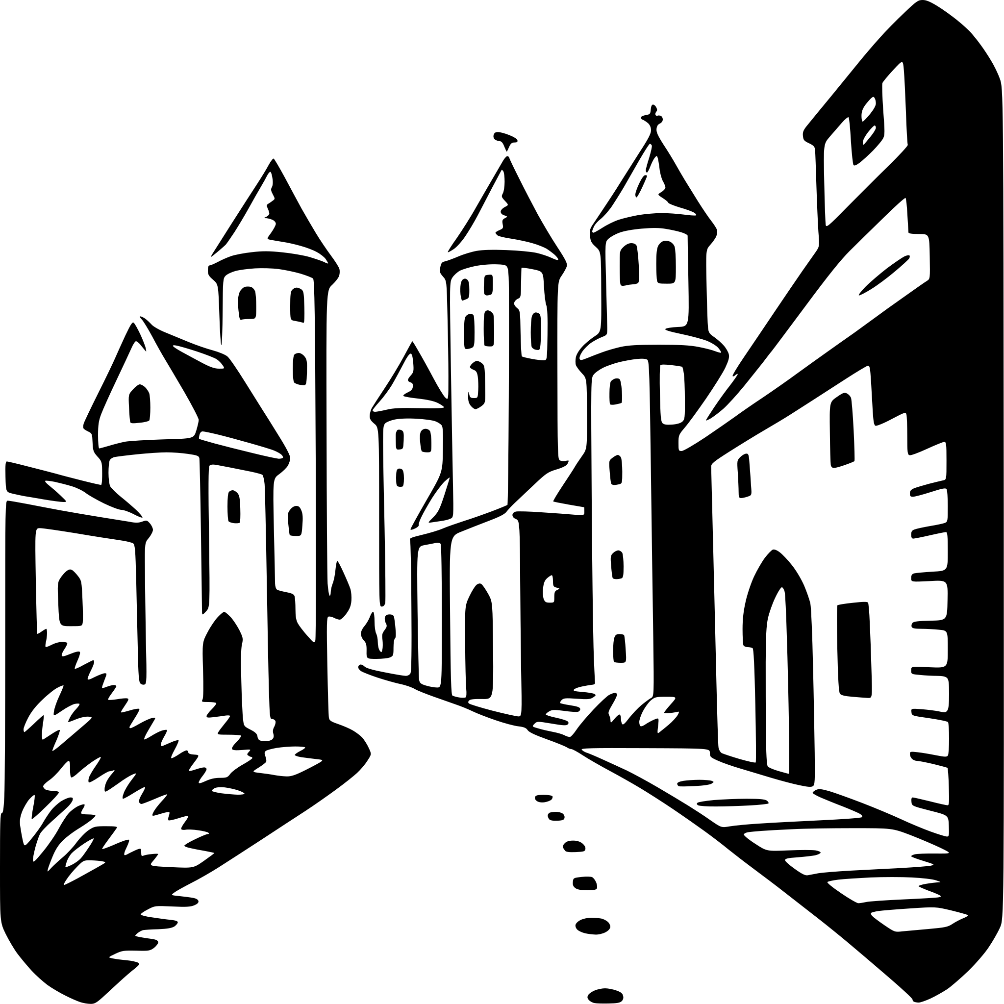 AI-generated SVG of 'exploring medieval town'