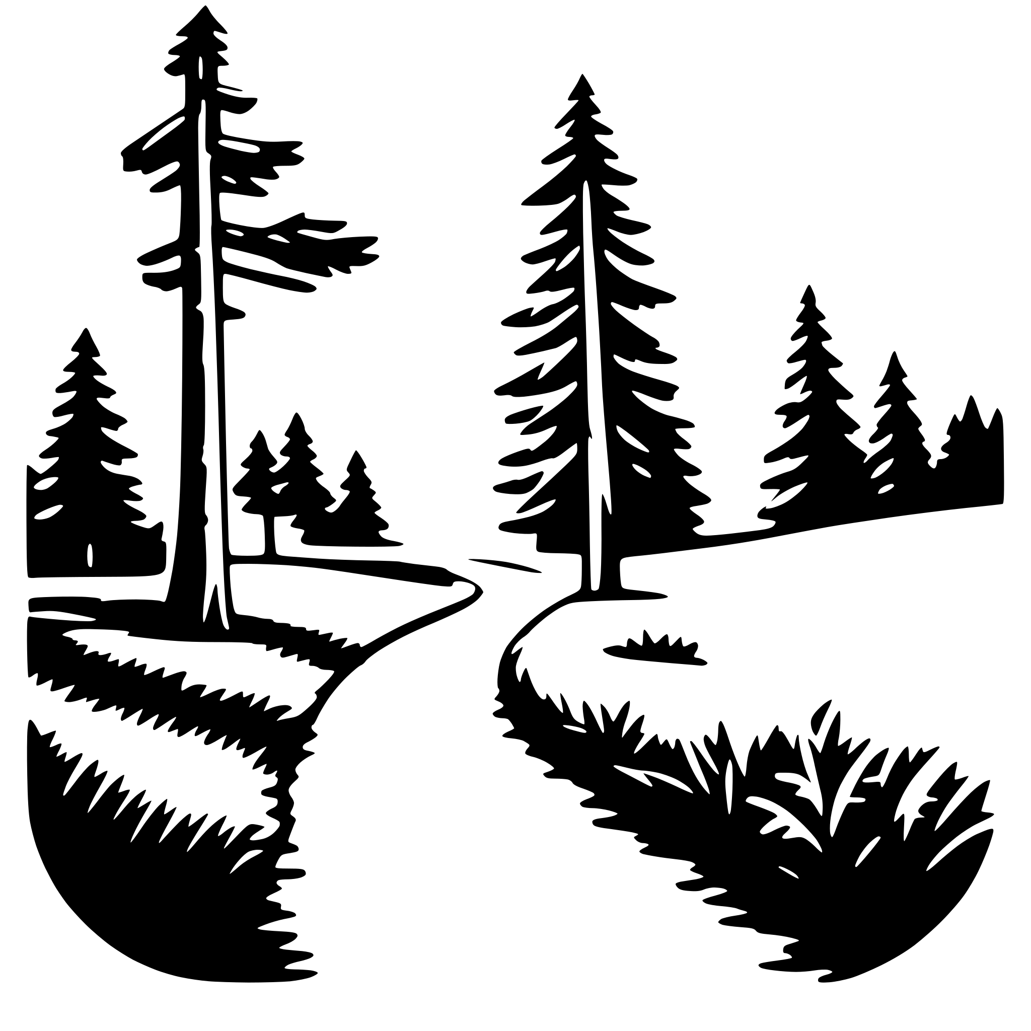 AI-generated SVG of a wilderness trek