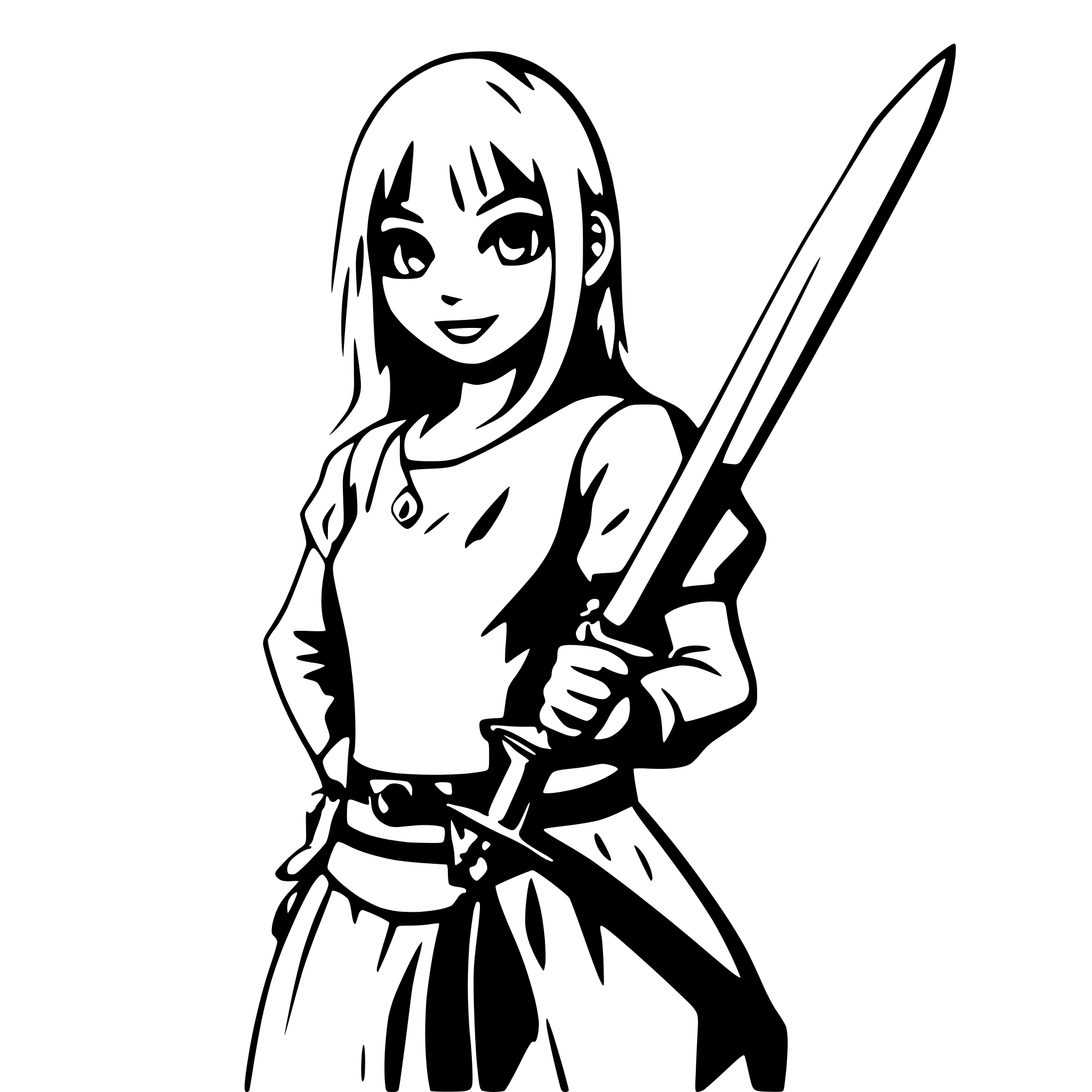 AI-generated SVG of a girl with shining sword
