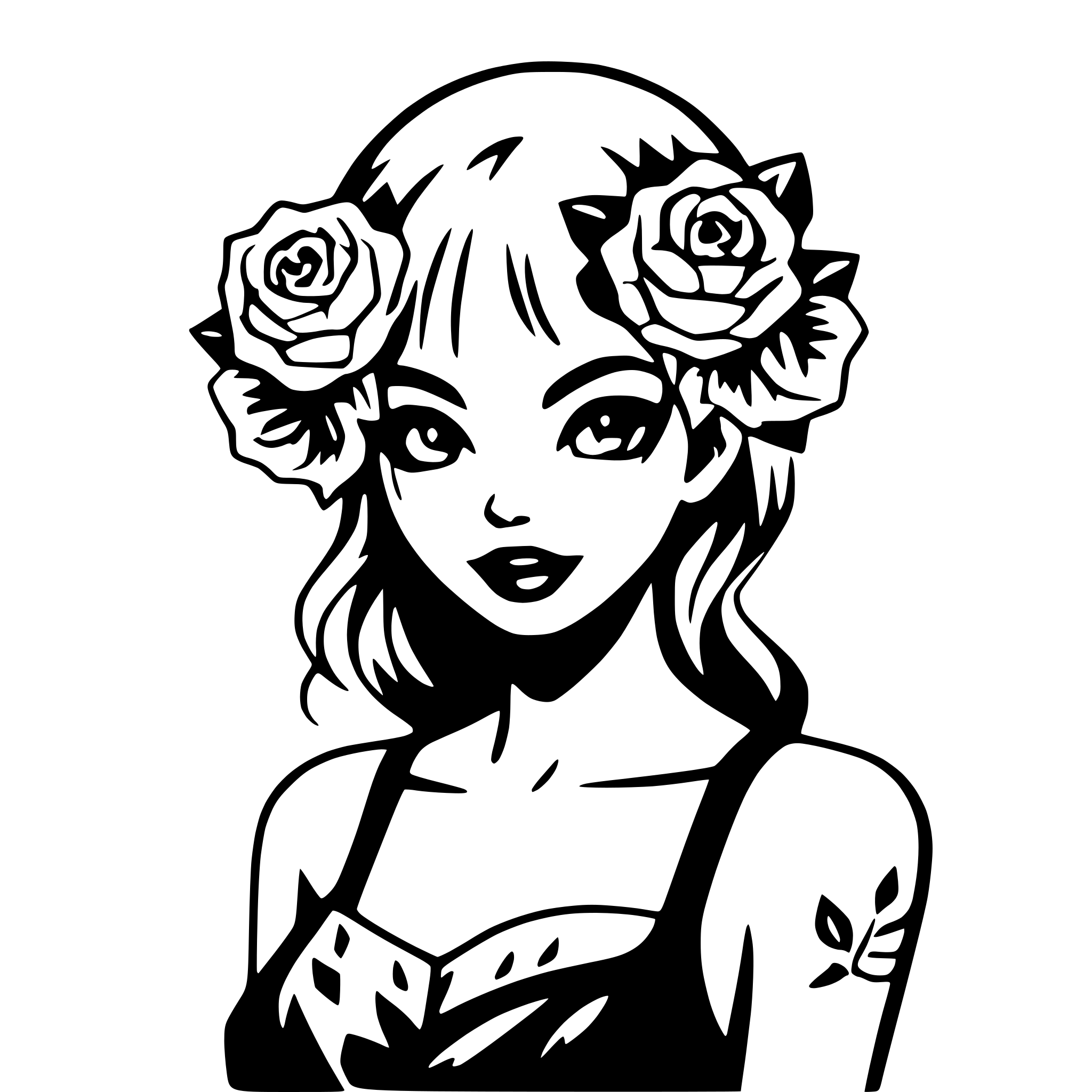 AI-generated SVG of a skull surrounded by roses