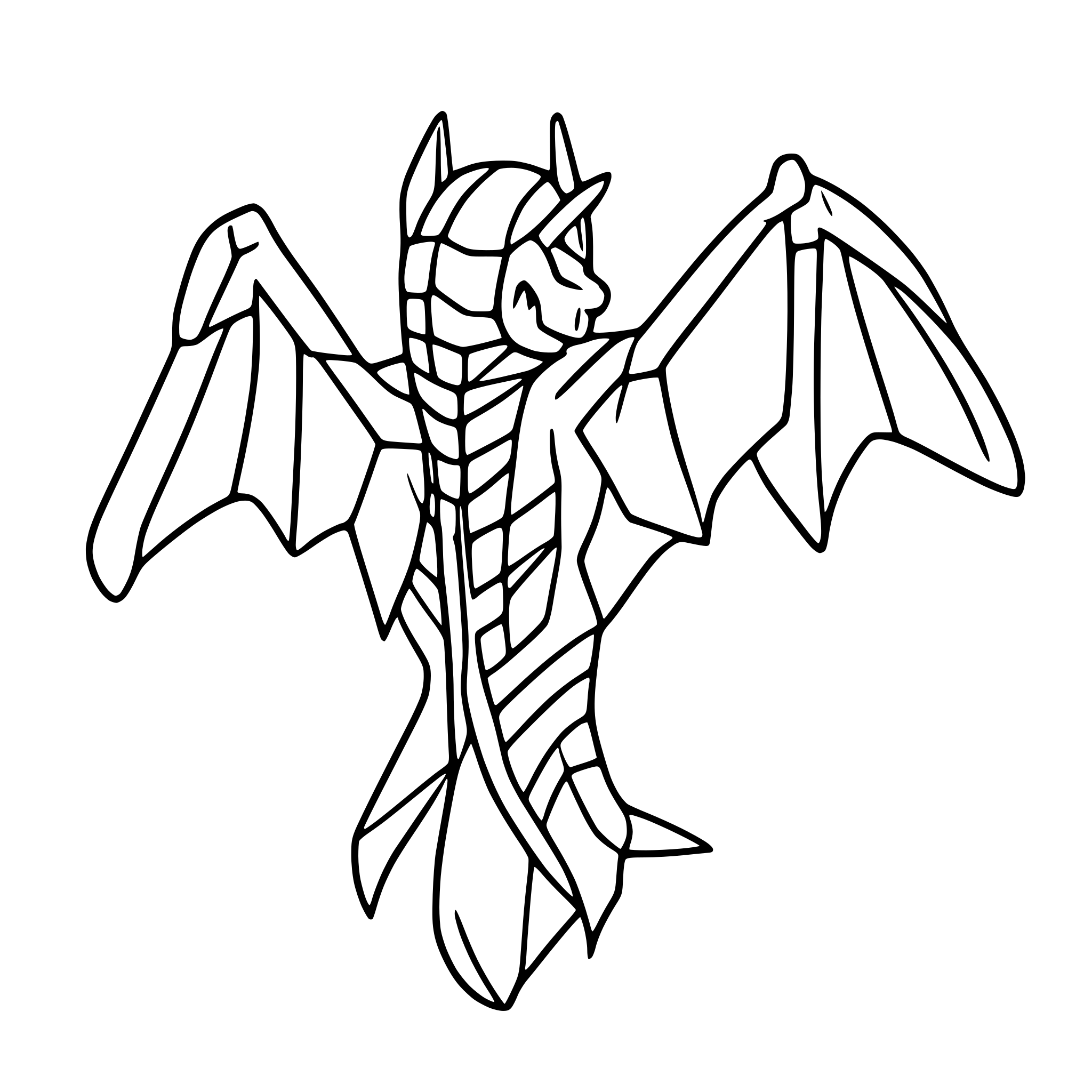 AI-generated SVG of a back view of folded dragon wings