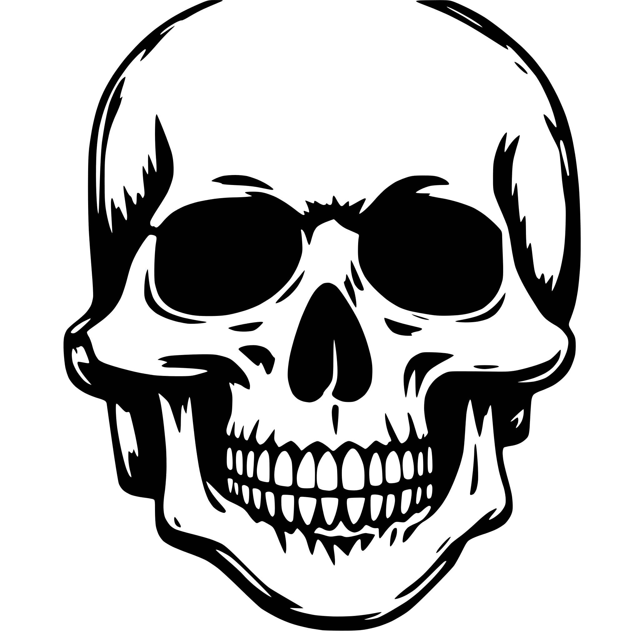 AI-generated SVG of a Digital glitch skull